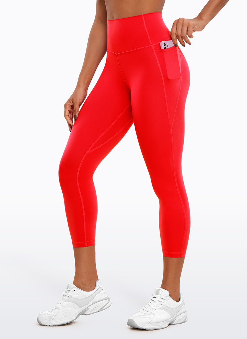 CRZ YOGA Pambabae Butterluxe Mga Capri Leggings na may Mataas na Baywang na may Bulsa, 23'' Madilim na Pula