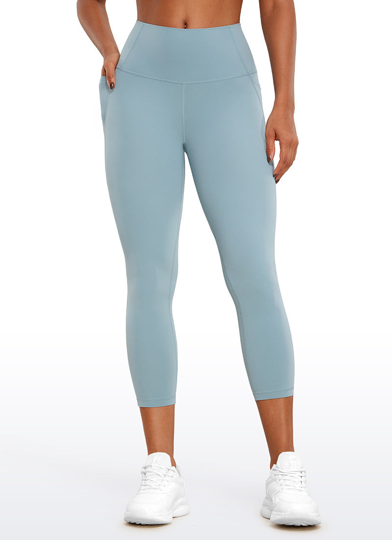 CRZ YOGA Pambabae Butterluxe Capri Leggings na may Mataas na Baywang na may Bulsa, 23'' Mapusyaw na kulay abo na asul