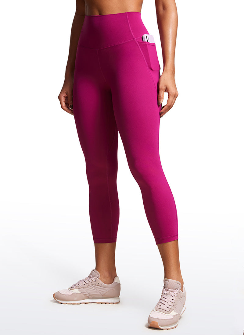 CRZ YOGA Pambabae Butterluxe Mga Capri Leggings na may Mataas na Baywang na may Bulsa, 23'' Magenta Purple