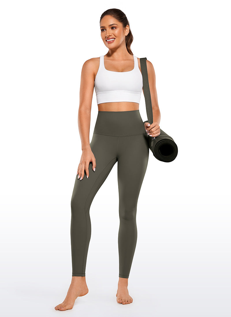 CRZ YOGA Pambabaeng Yoga Super High Waist Butterluxe Yoga Leggings 28'' Light Army Green