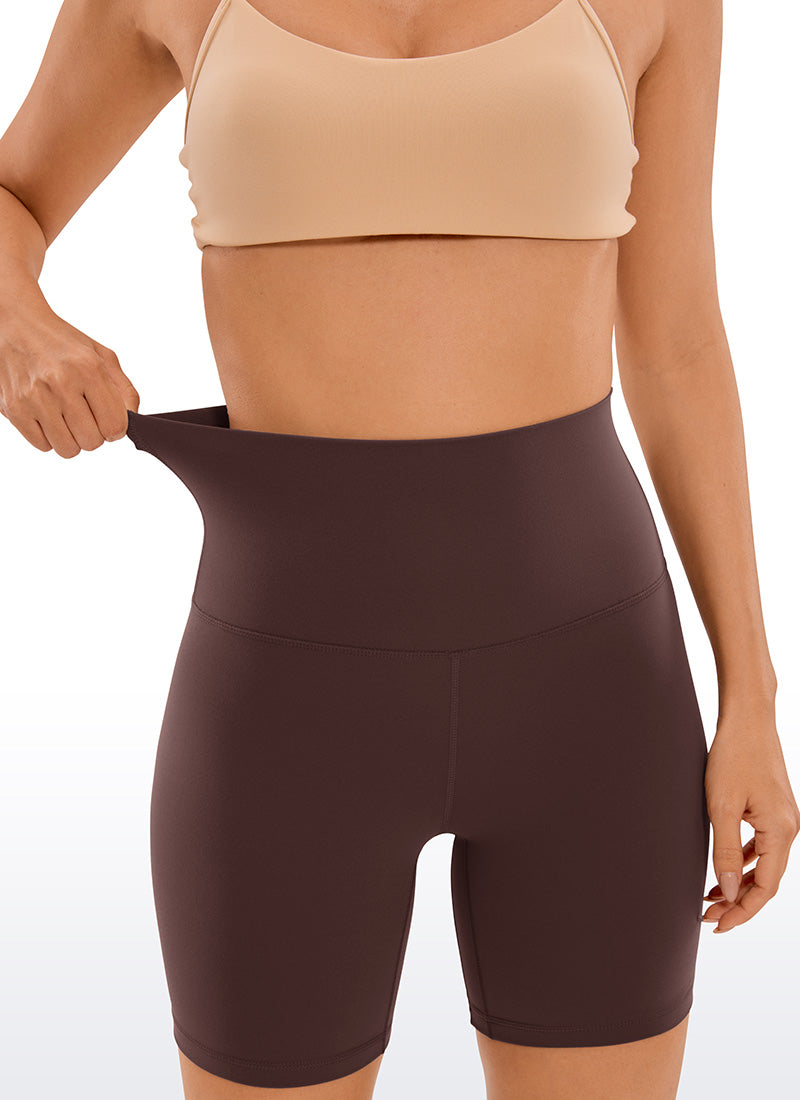 CRZ YOGA Pambabaeng Yoga Super High Waist Butterluxe Shorts na 6'' na Kulay Taupe