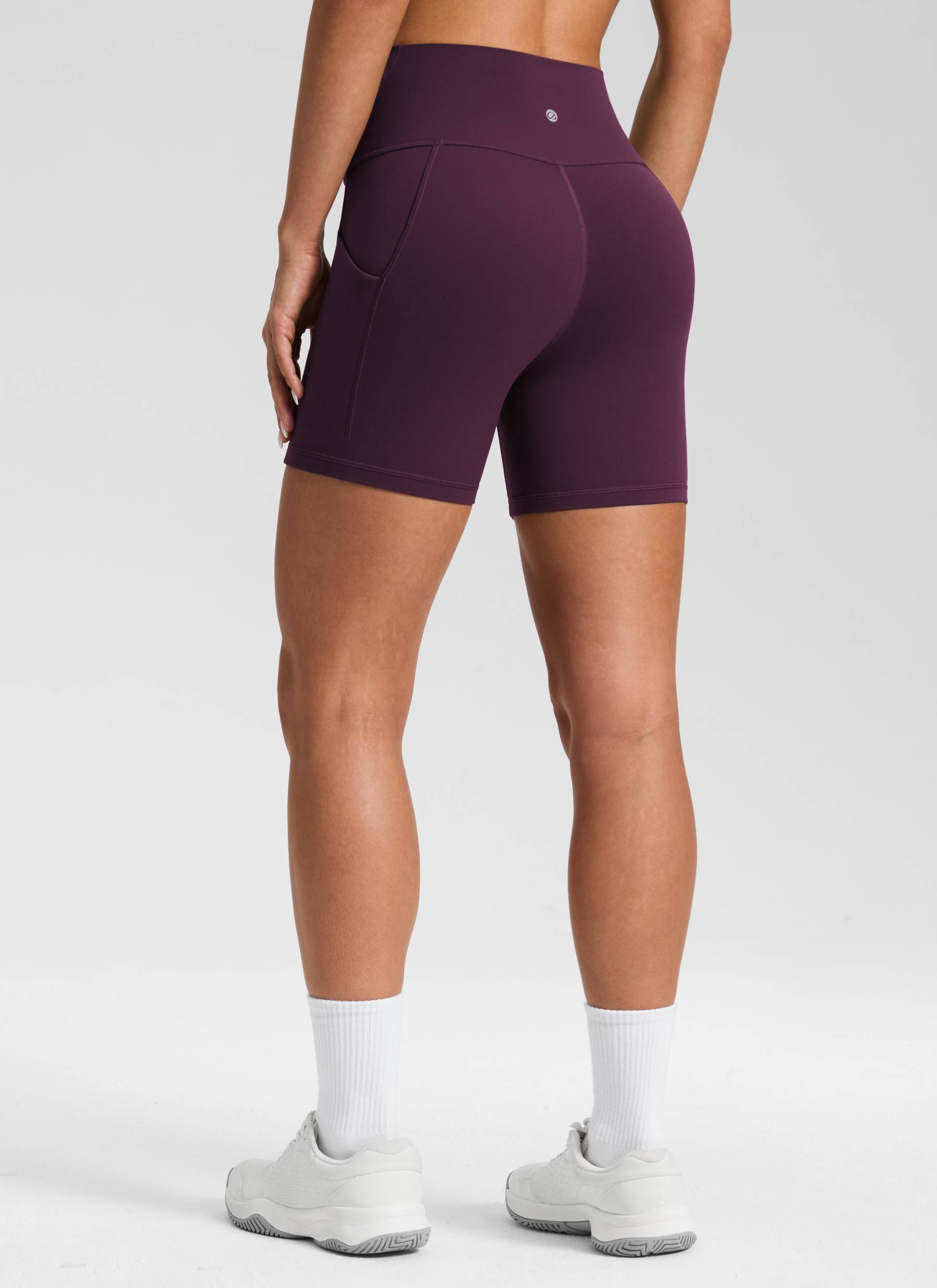 CRZ YOGA Pambabaeng Yoga High Rise Biker Butterluxe Shorts na may Bulsa na 5'' Malalim na Lila