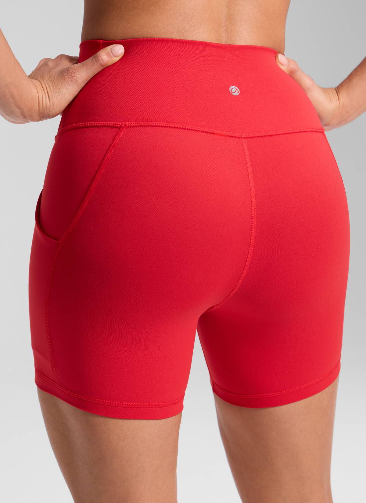 CRZ YOGA Pambabaeng Yoga High Rise Biker Butterluxe Shorts na may Bulsa 5'' Aurora Red