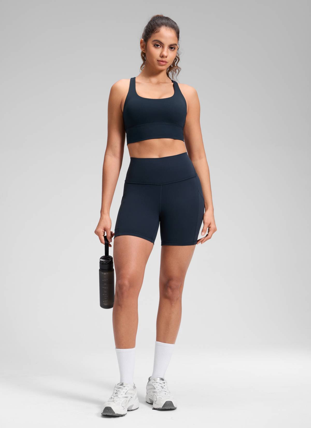 CRZ YOGA Pambabaeng Yoga High Rise Biker Butterluxe Shorts na may Bulsa 5'' True Navy