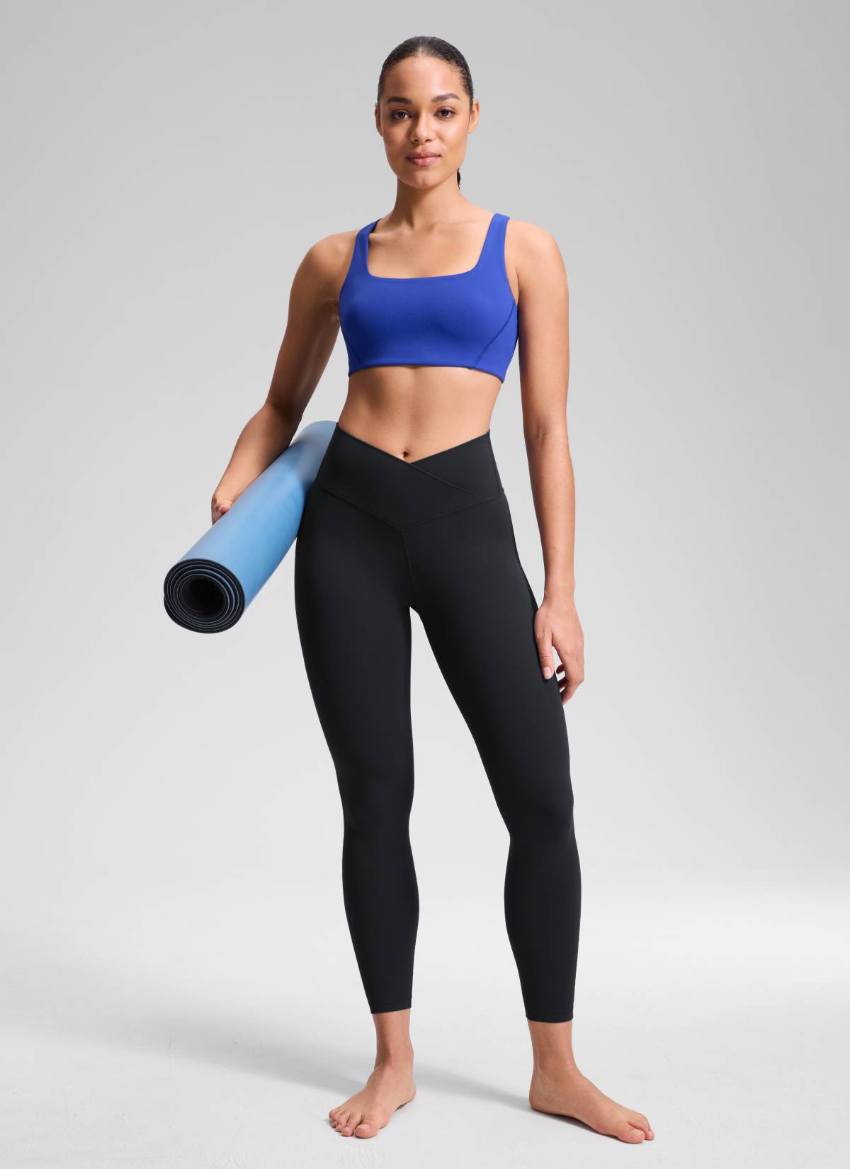 CRZ YOGA Mataas na Sapatos para sa Kababaihan Butterluxe Yoga Leggings 25'' V Cross Waist Itim