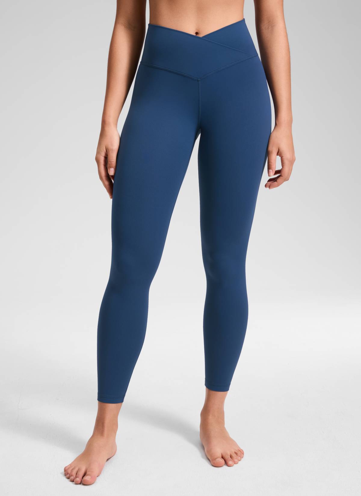 CRZ YOGA Mataas na Sapatos para sa Kababaihan Butterluxe Yoga Leggings 25'' V Cross Waist French Navy