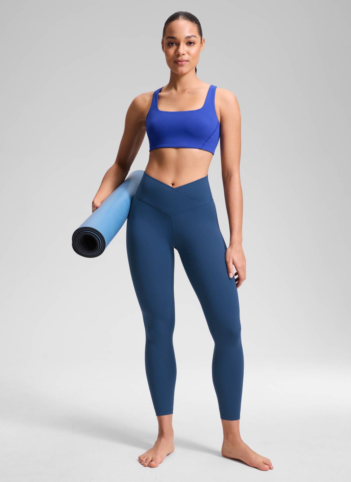 CRZ YOGA Mataas na Sapatos para sa Kababaihan Butterluxe Yoga Leggings 25'' V Cross Waist French Navy