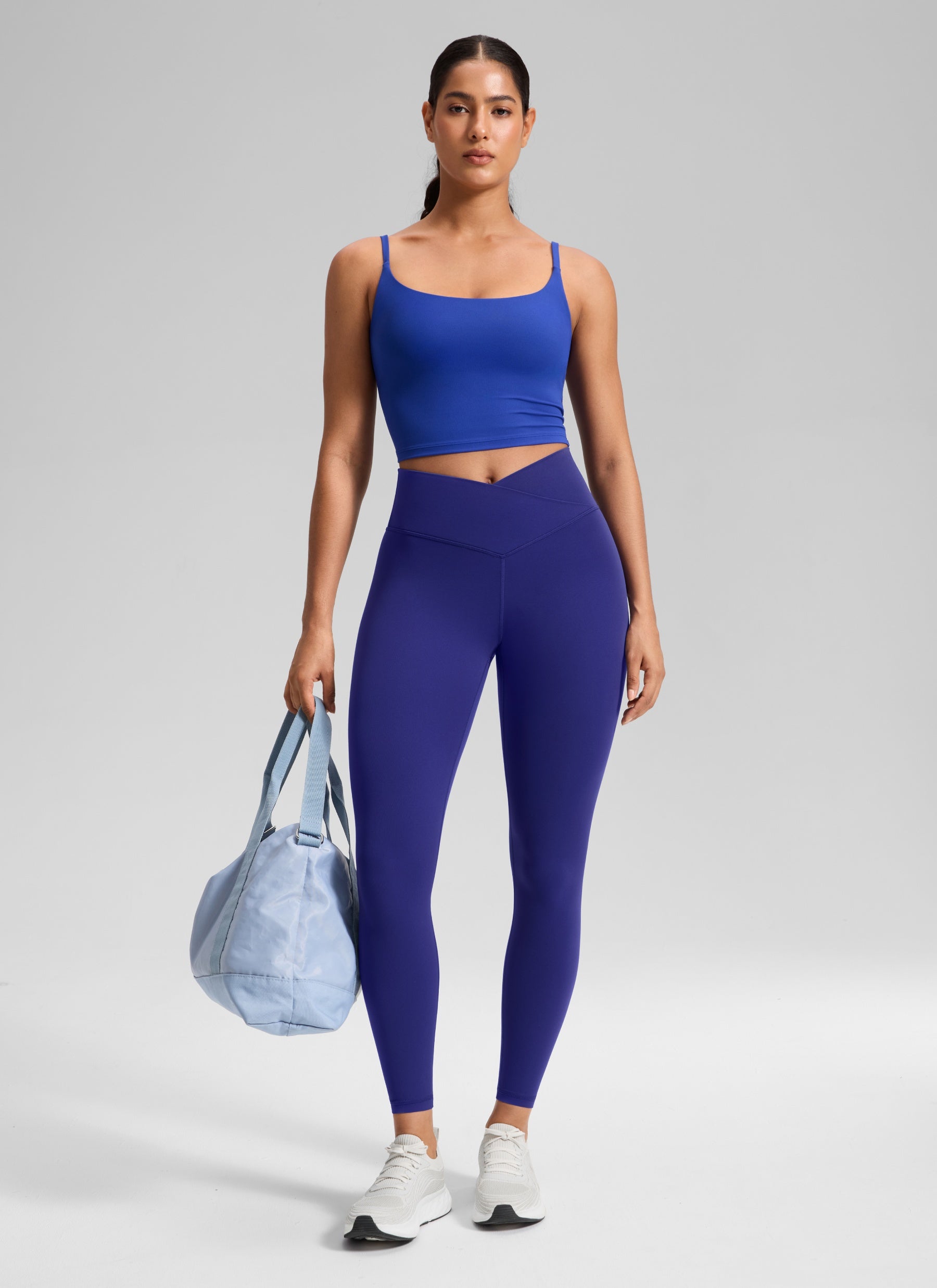 CRZ YOGA Mataas na Sapatos para sa Kababaihan Butterluxe Yoga Leggings 25'' V Cross Waist Larkspur Blue