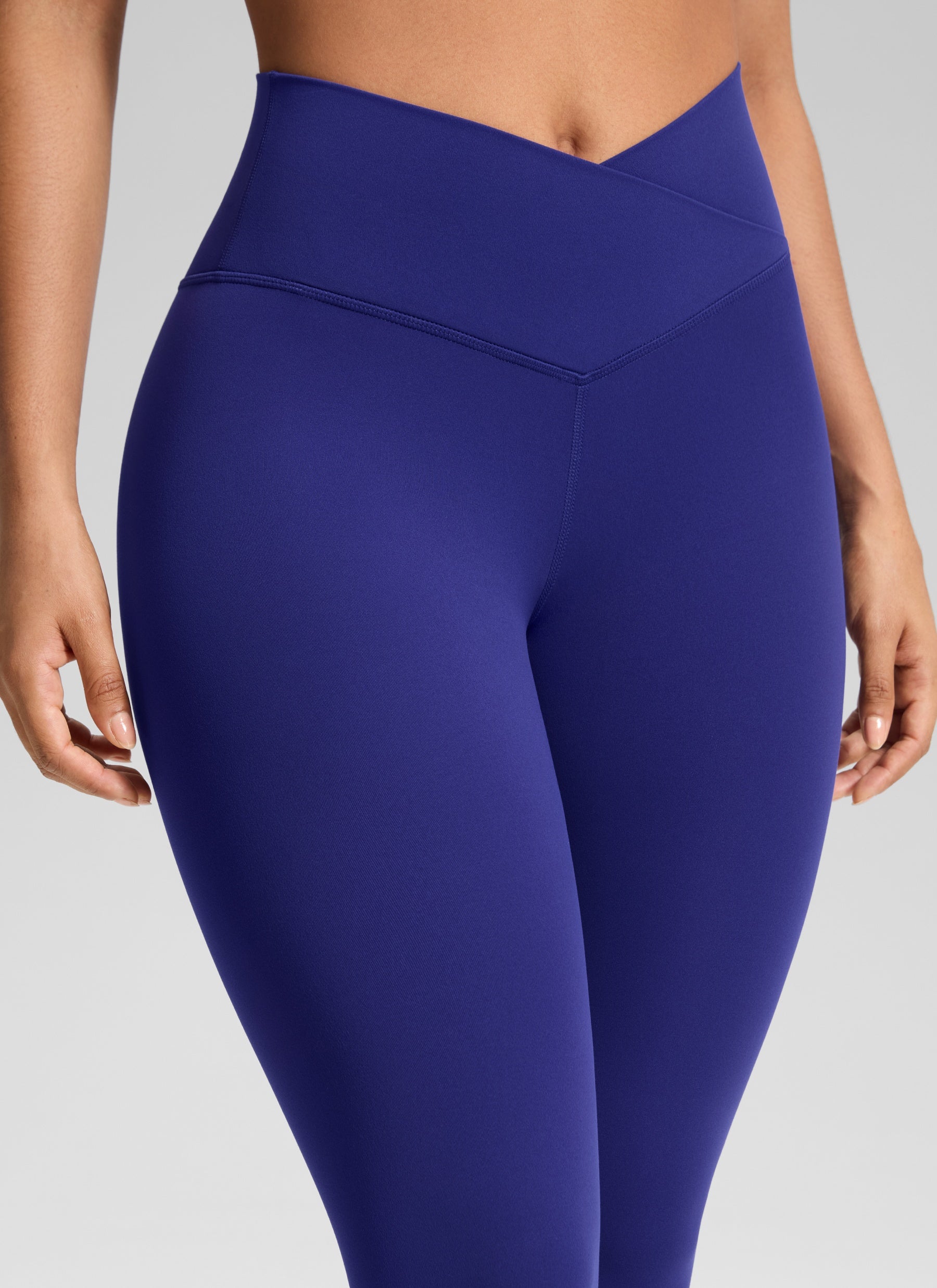 CRZ YOGA Mataas na Sapatos para sa Kababaihan Butterluxe Yoga Leggings 25'' V Cross Waist Larkspur Blue