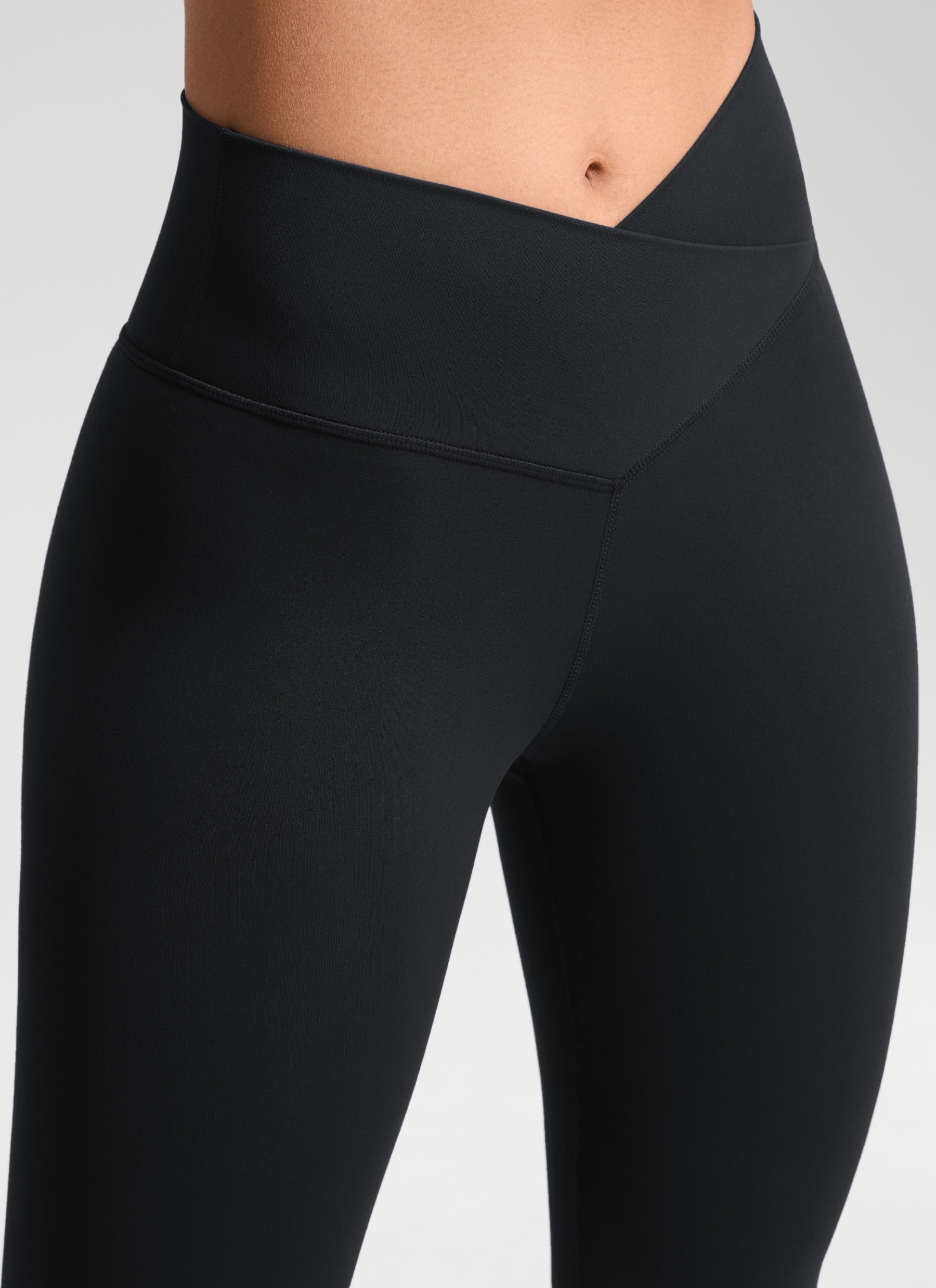 CRZ YOGA Women's High Rise Butterluxe Yoga Leggings 28'' V Cross Waist Black