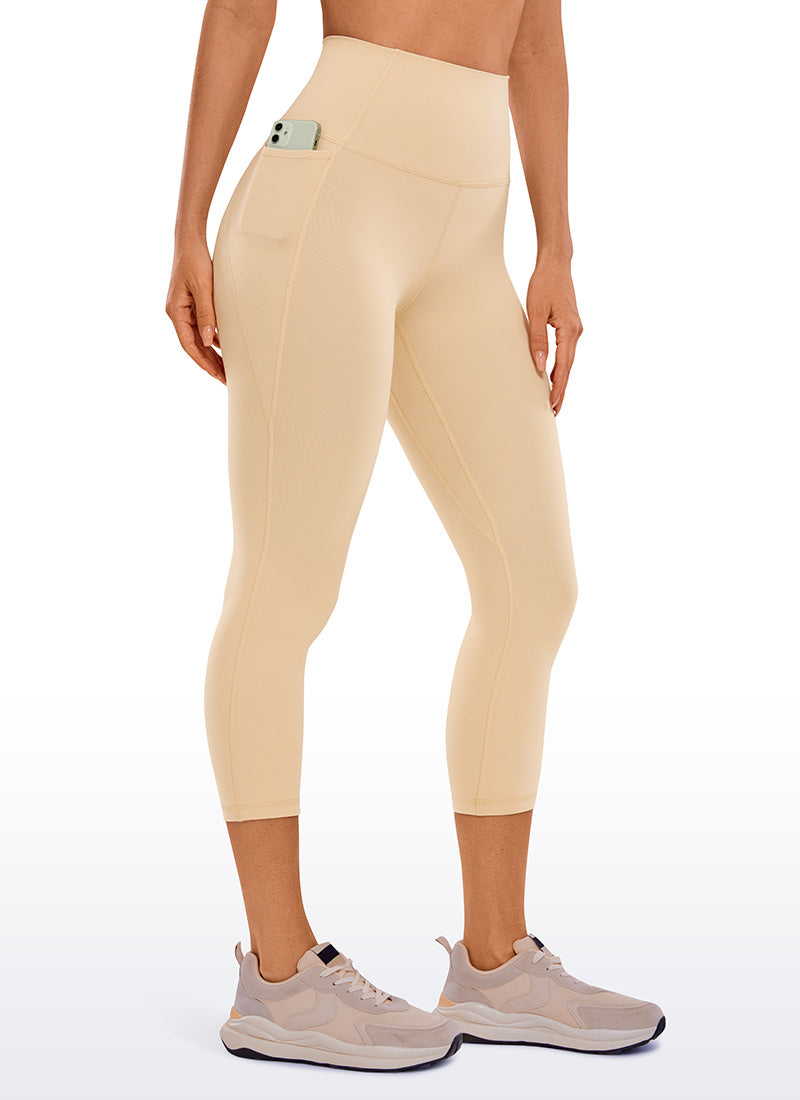CRZ YOGA Mataas na Lugar ng Yoga para sa Kababaihan Butterluxe Capri na may mga Bulsa 21'' Tan Milkshake