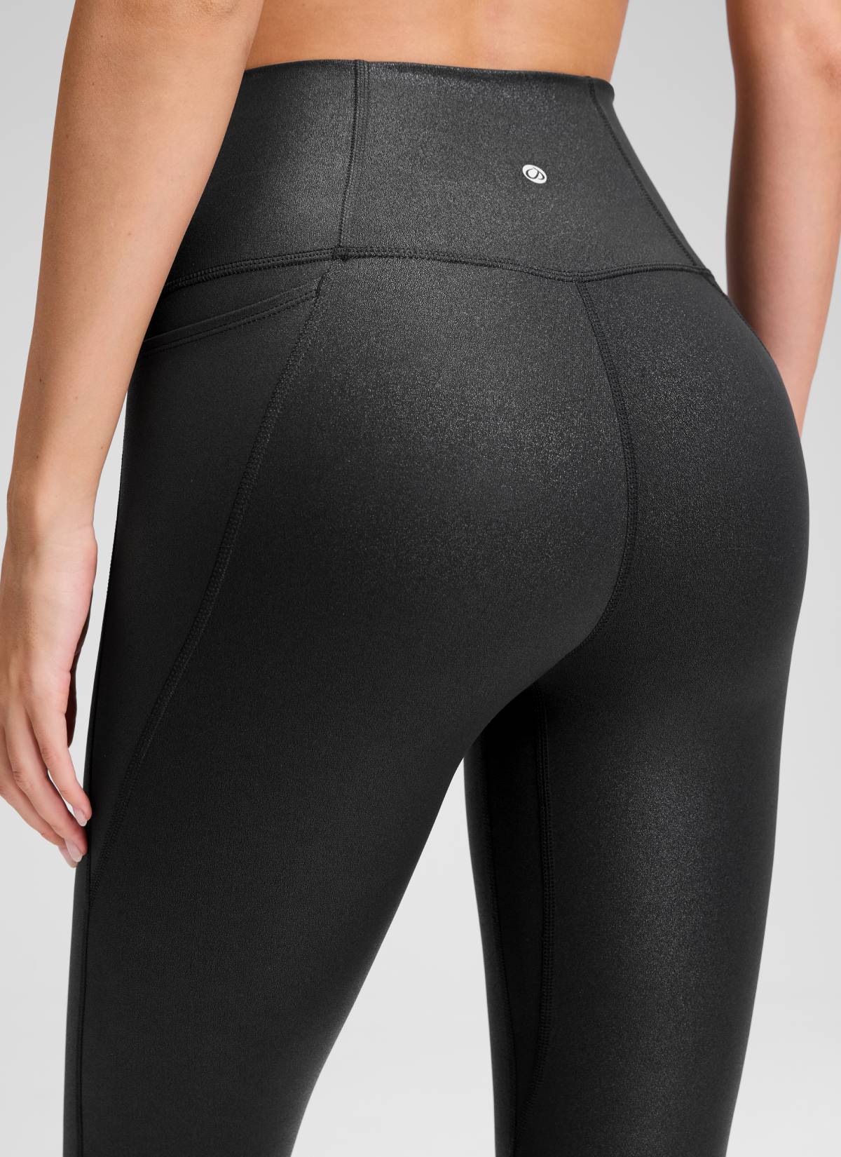 CRZ YOGA Mataas na Lugar ng Yoga para sa Kababaihan Butterluxe Capri na may mga Bulsa 21'' Itim Klasikong Katad