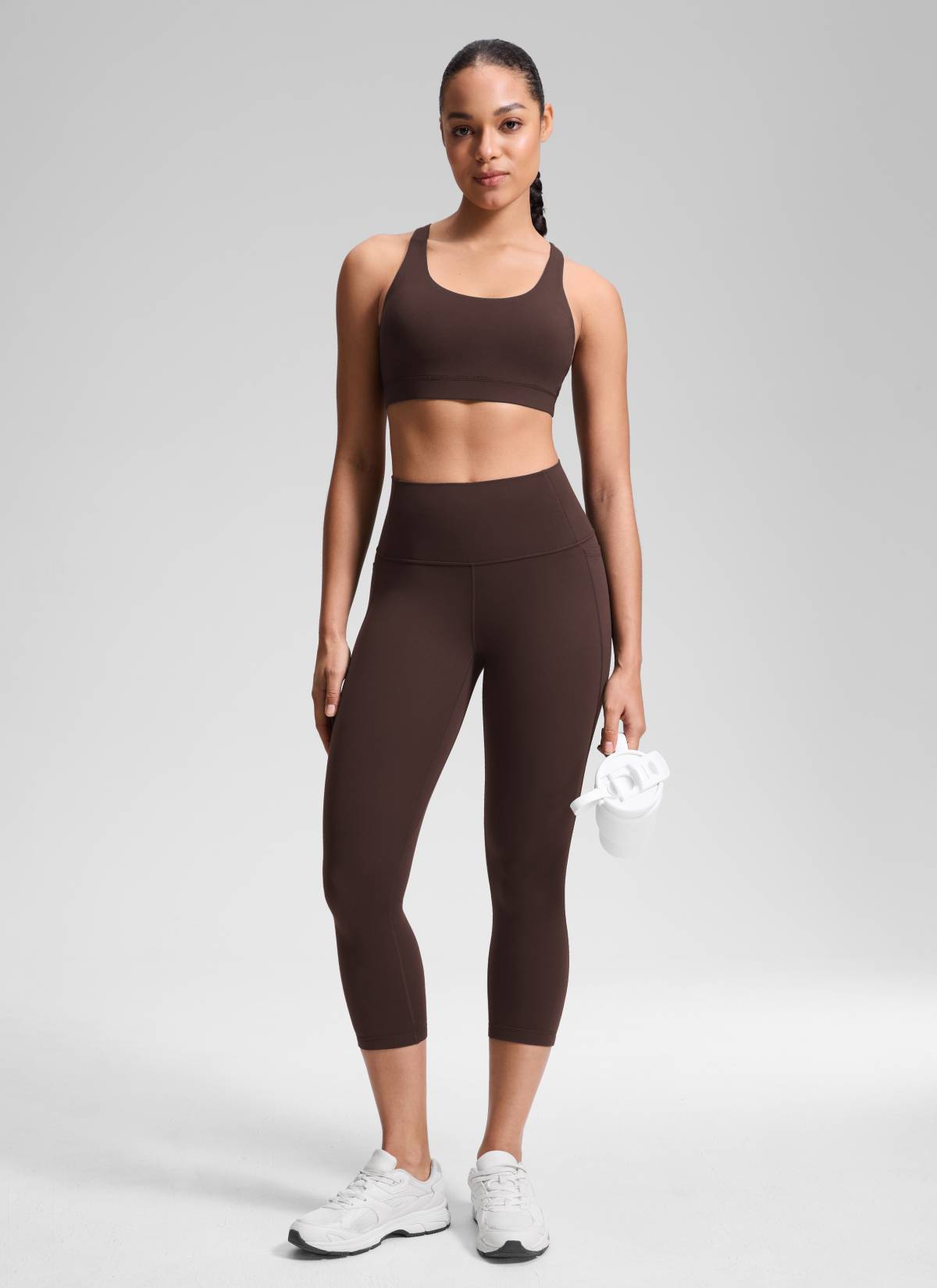 CRZ YOGA Women's Yoga High Rise Butterluxe Capri with Pockets 21'' Hot Fudge Brown