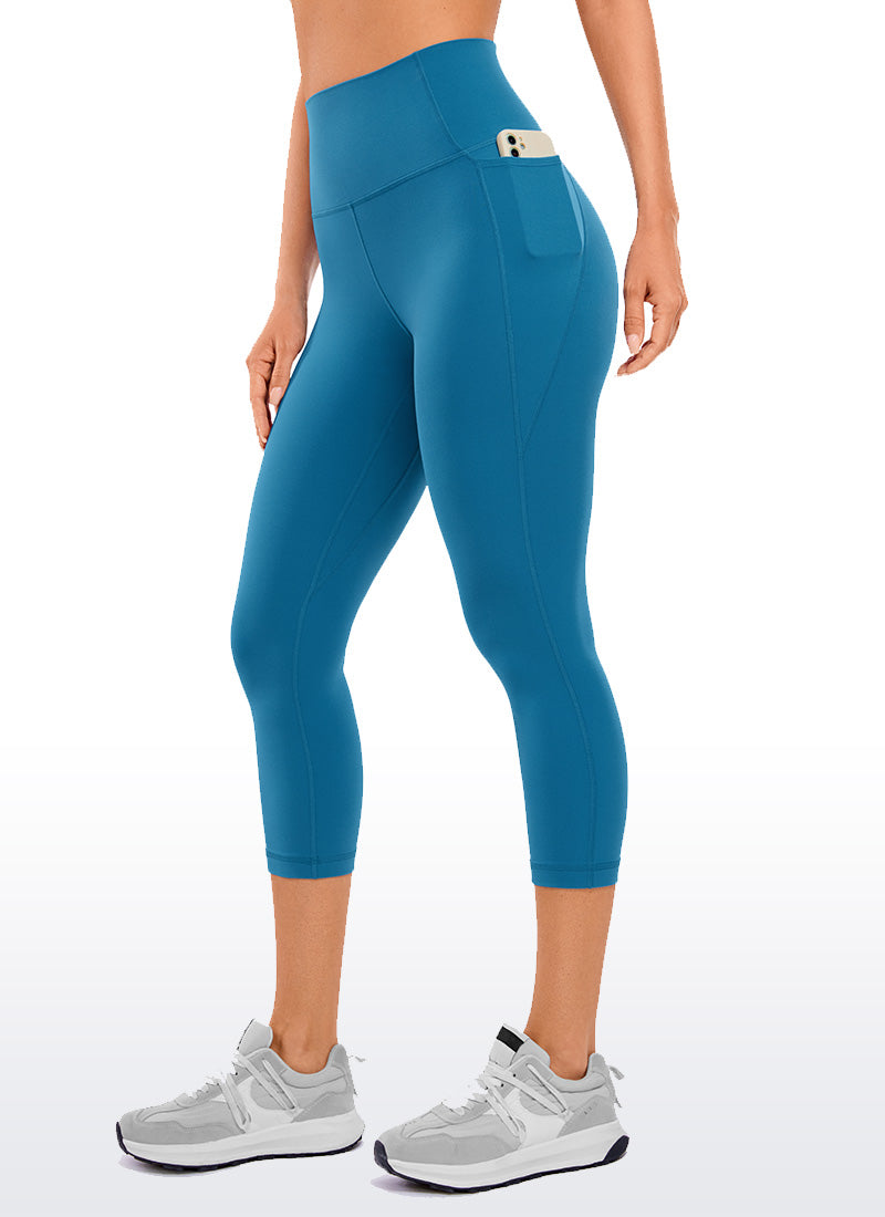 CRZ YOGA Mataas na Lugar ng Yoga para sa Kababaihan Butterluxe Capri na may mga Bulsa 21'' Super-sonic na Asul