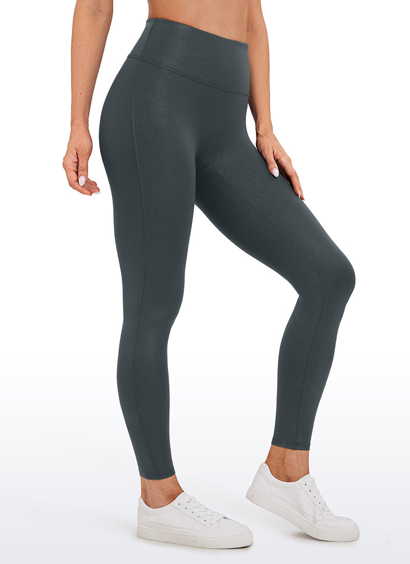 CRZ YOGA Babae Butterluxe Matte na Pekeng Katad na Walang Tahi sa Harap na Leggings 26.5'' Melanite Classic