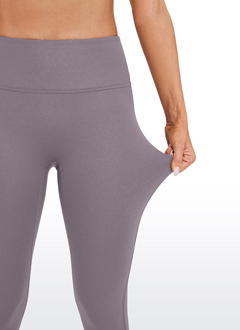 CRZ YOGA Babae Butterluxe Matte na Pekeng Katad na Walang Tahi sa Harap na Leggings na 26.5'' Tornado Grey na Klasikong Disenyo