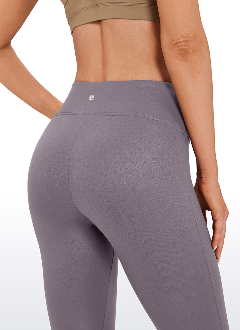 CRZ YOGA Babae Butterluxe Matte na Pekeng Katad na Walang Tahi sa Harap na Leggings na 26.5'' Tornado Grey na Klasikong Disenyo