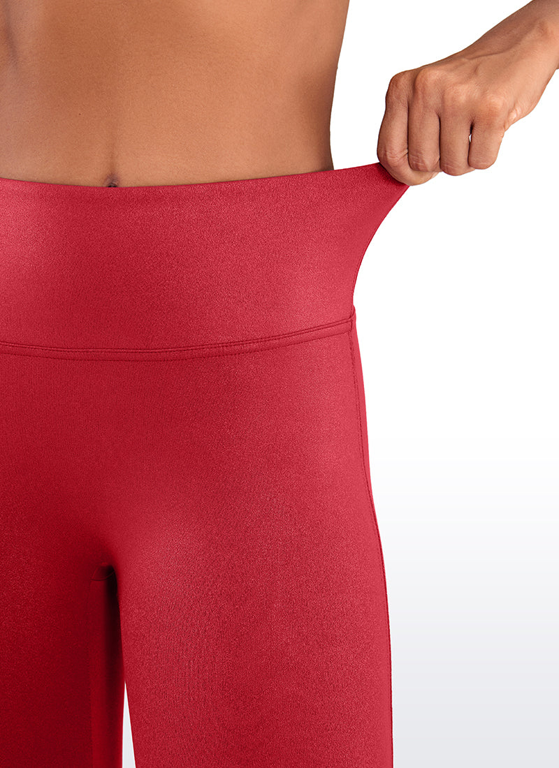 CRZ YOGA Babae Butterluxe Matte na Pekeng Katad na Walang Tahi sa Harap na Leggings 26.5'' Ruby Red na Klasikong Disenyo