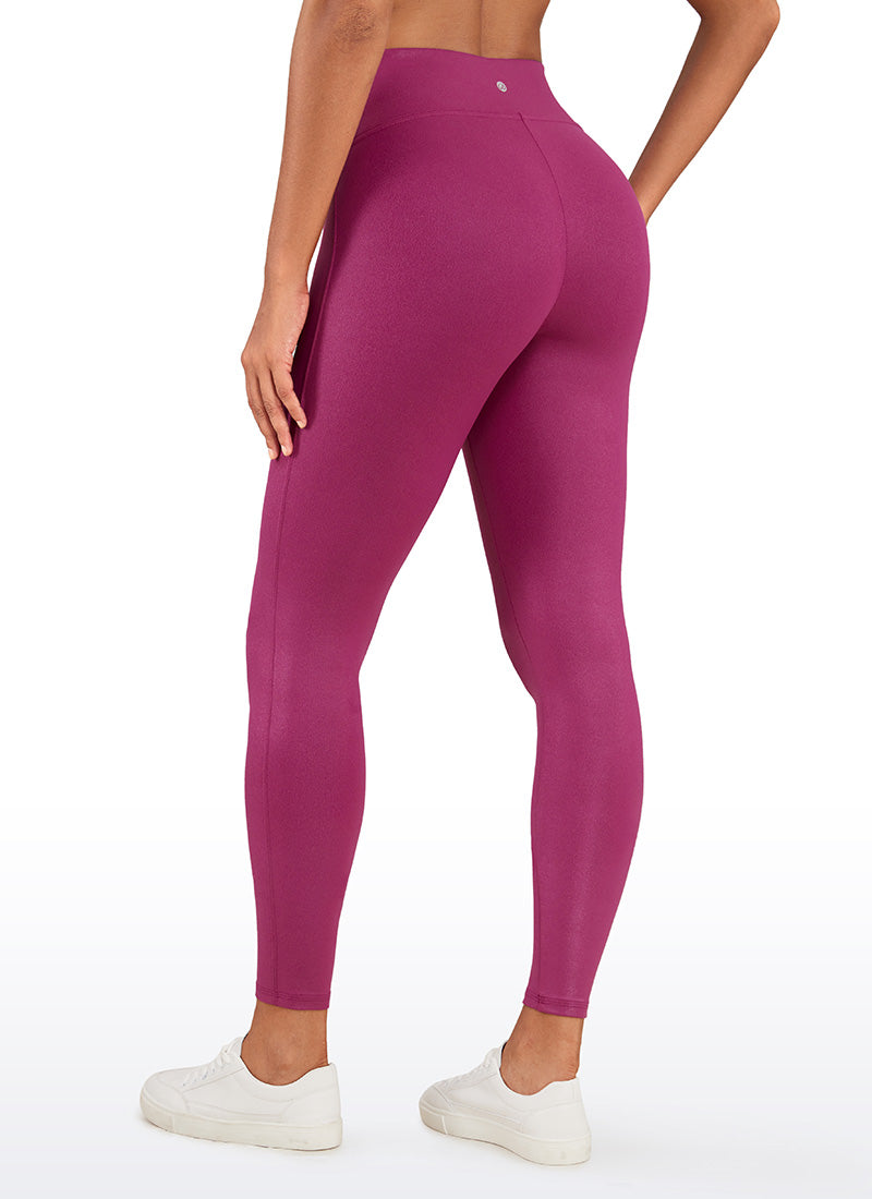 CRZ YOGA Babae Butterluxe Matte na Pekeng Katad na Walang Tahi sa Harap na Leggings na 26.5'' Magenta Purple na Klasikong Disenyo