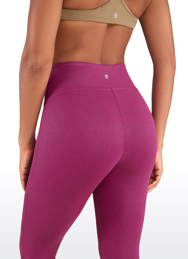 CRZ YOGA Babae Butterluxe Matte na Pekeng Katad na Walang Tahi sa Harap na Leggings na 26.5'' Magenta Purple na Klasikong Disenyo