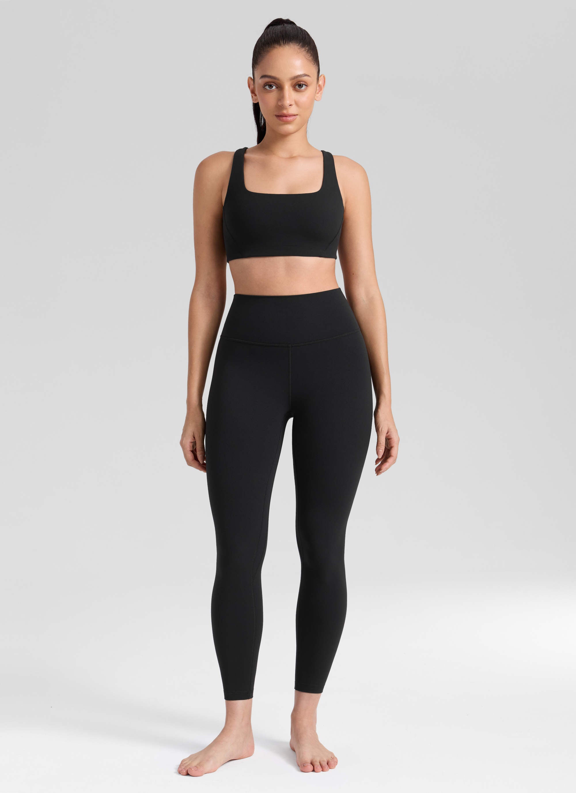 CRZ YOGA Pambabaeng Pag-eehersisyo Mataas na Pagtaas Butterlift Yoga Leggings 25'' Itim