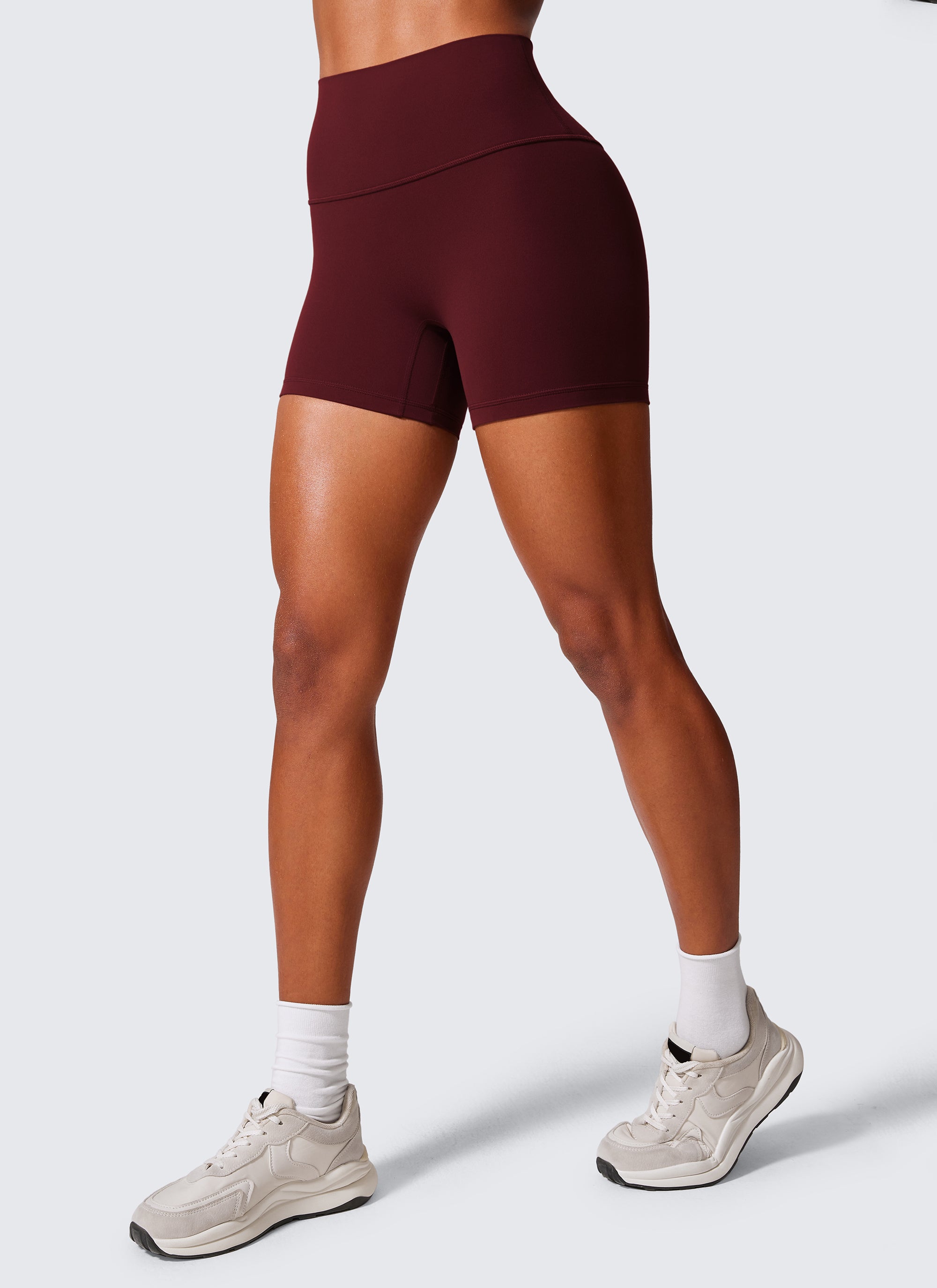 CRZ YOGA Pambabae Butterlift Scrunch Butt Atheletic Workout Biker Shorts Pulang Merlot
