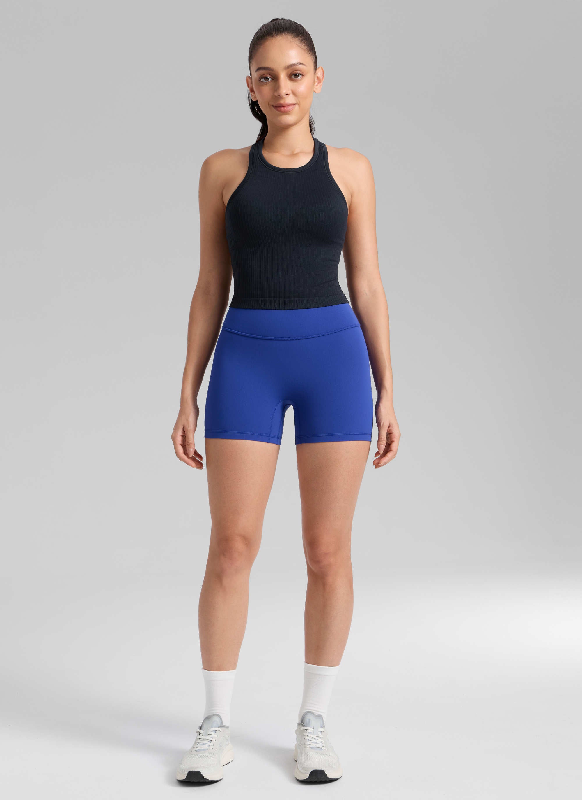 CRZ YOGA Pambabae Butterlift Scrunch Butt Atheletic Workout Biker Shorts na may Waves Blue