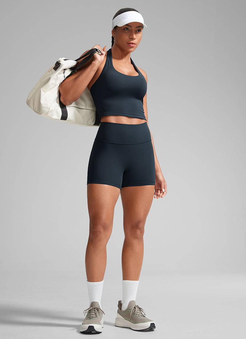 CRZ YOGA Pambabae Butterlift Scrunch Butt Atheletic Workout Biker Shorts True Navy