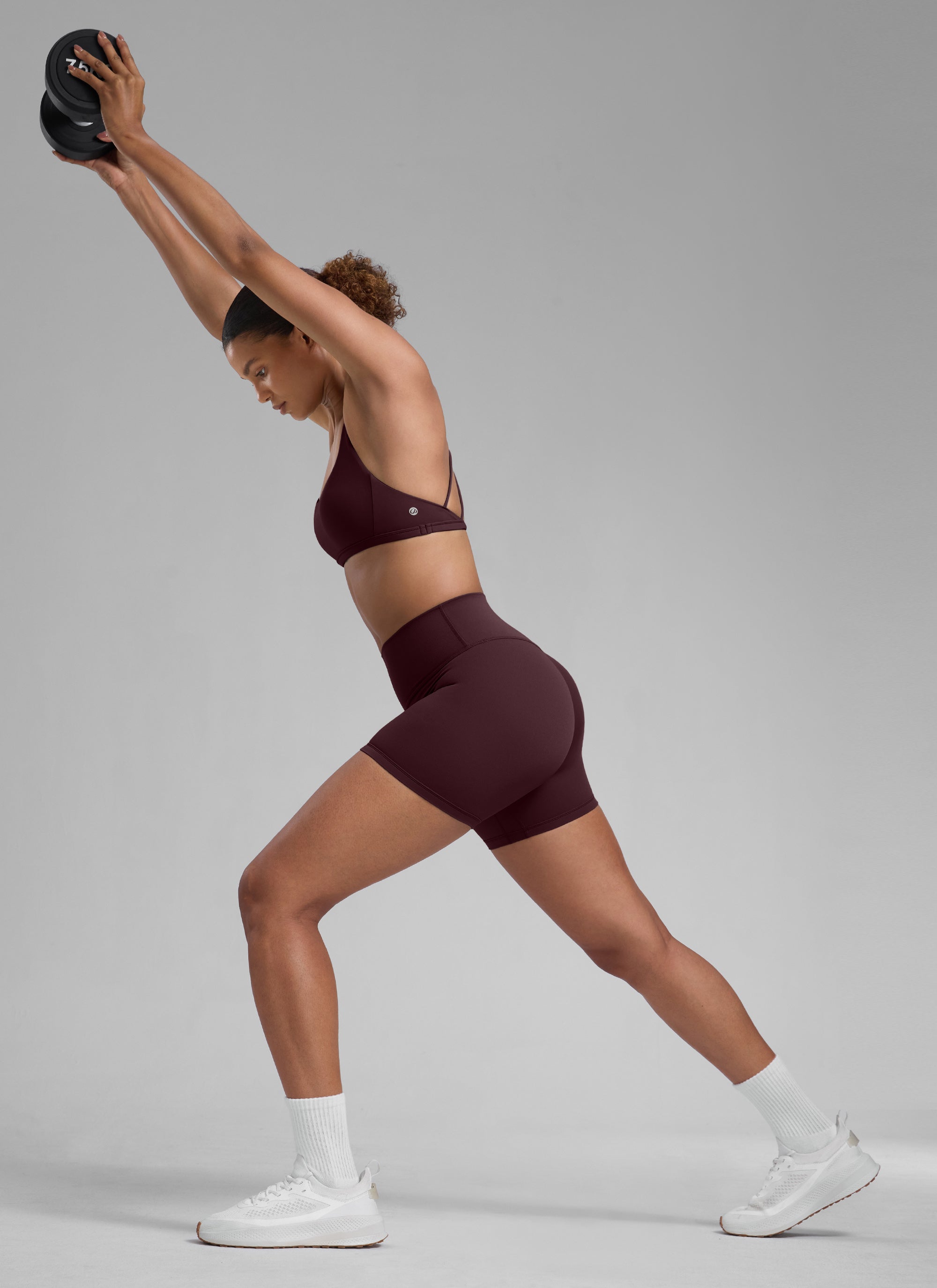 CRZ YOGA Pambabae Butterlift Scrunch Butt Atheletic Workout Biker Shorts na Hinog na Plum