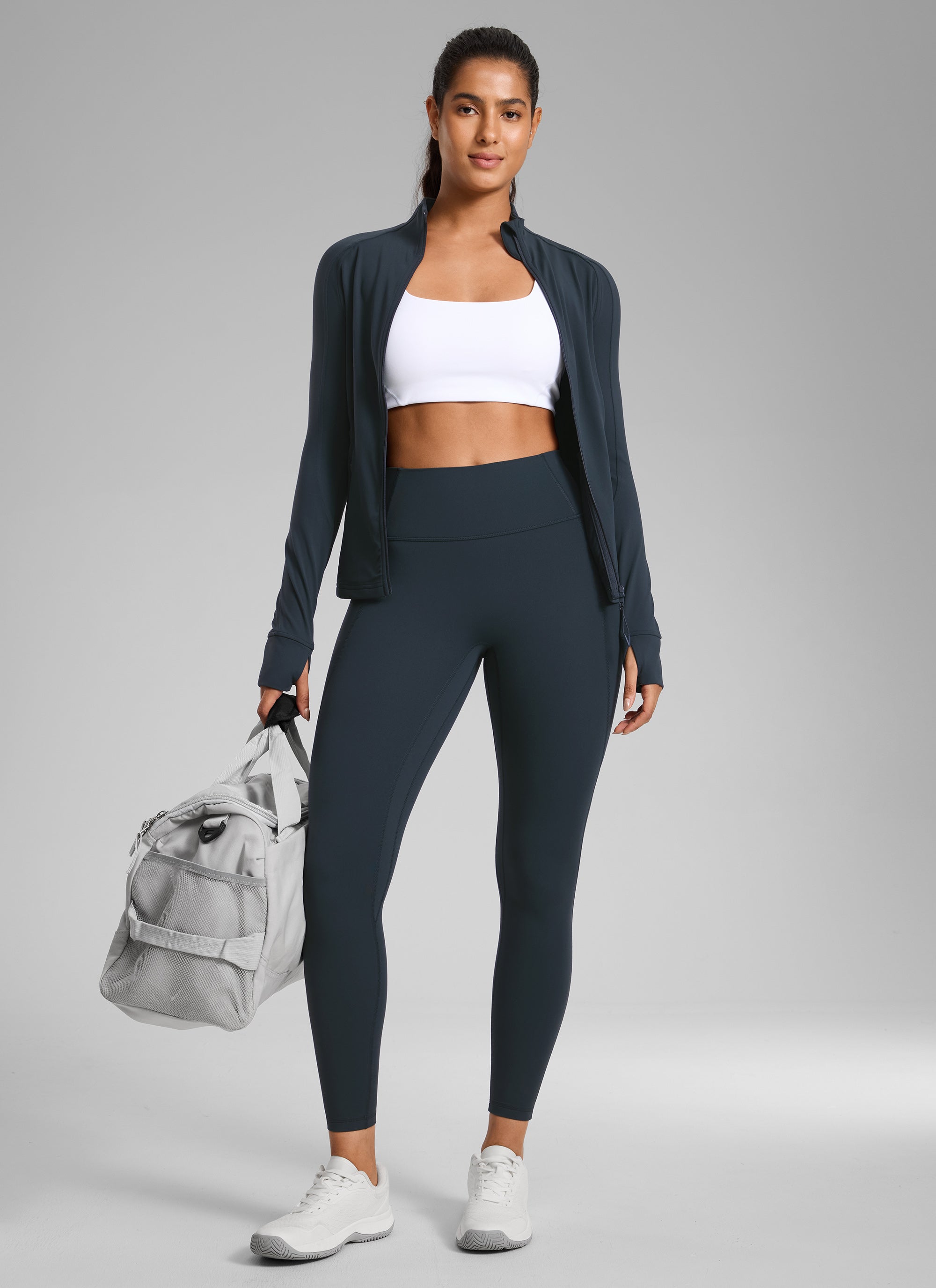 CRZ YOGA Pambabae Butterlift Mataas na Naka-boltahe na Legging na Walang Tahi sa Harap na may Pocket