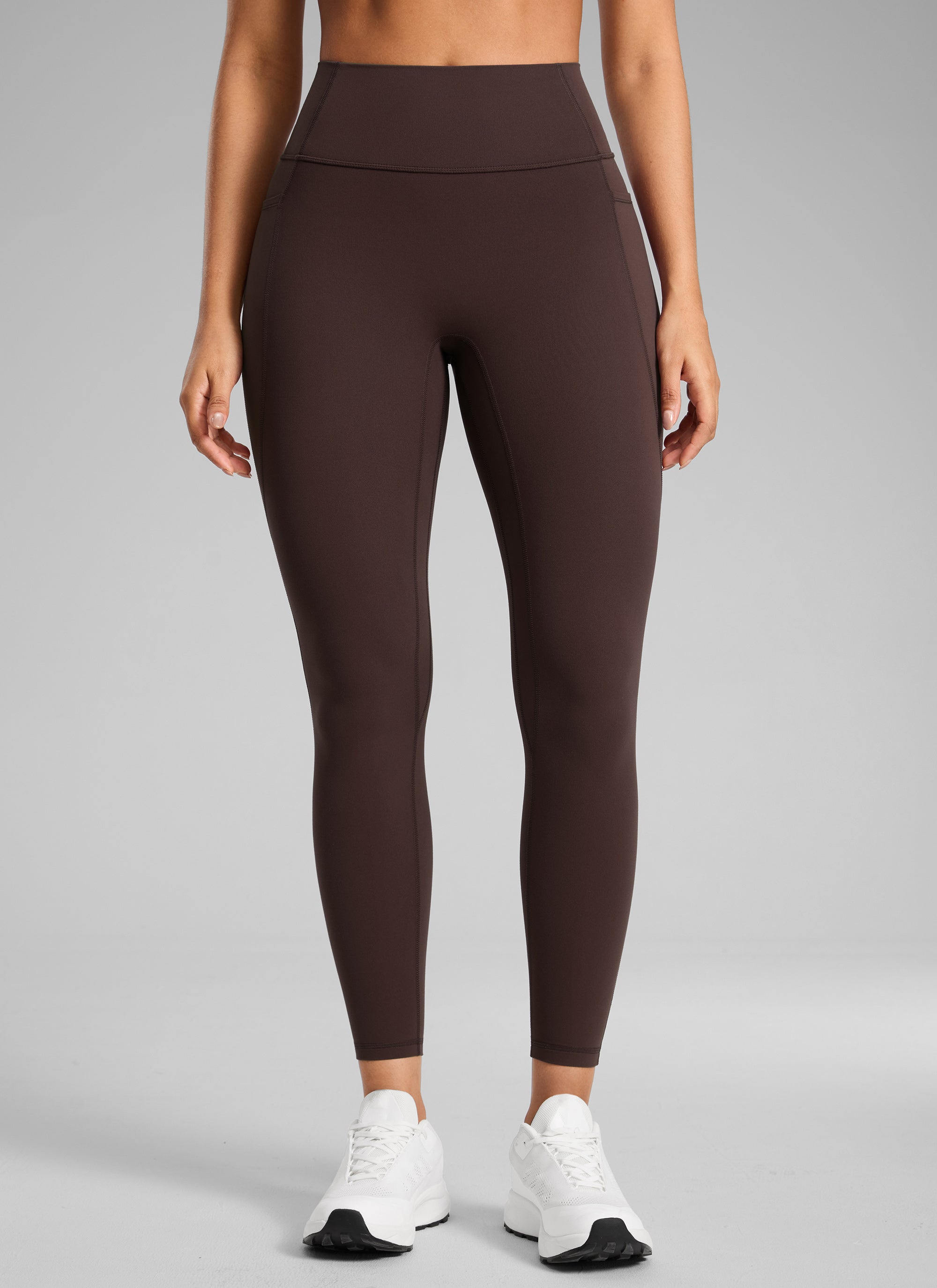 CRZ YOGA Pambabae Butterlift Mataas na Nakataas na Walang Tahi sa Harap na Pocket Legging Hot Fudge Brown