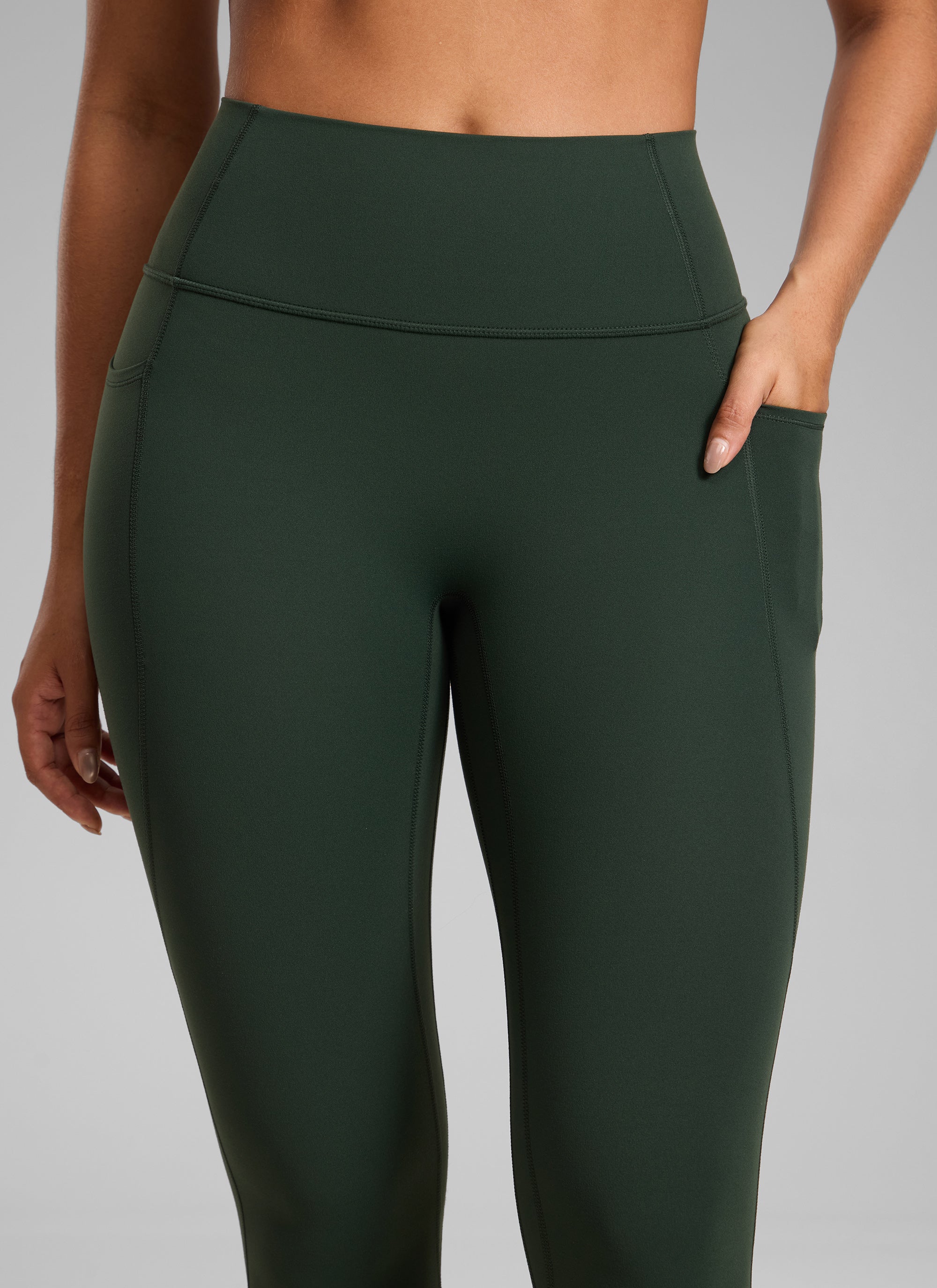 CRZ YOGA Pambabae Butterlift Mataas na Nakataas na Walang Tahi sa Harap na Pocket Legging Legend Green