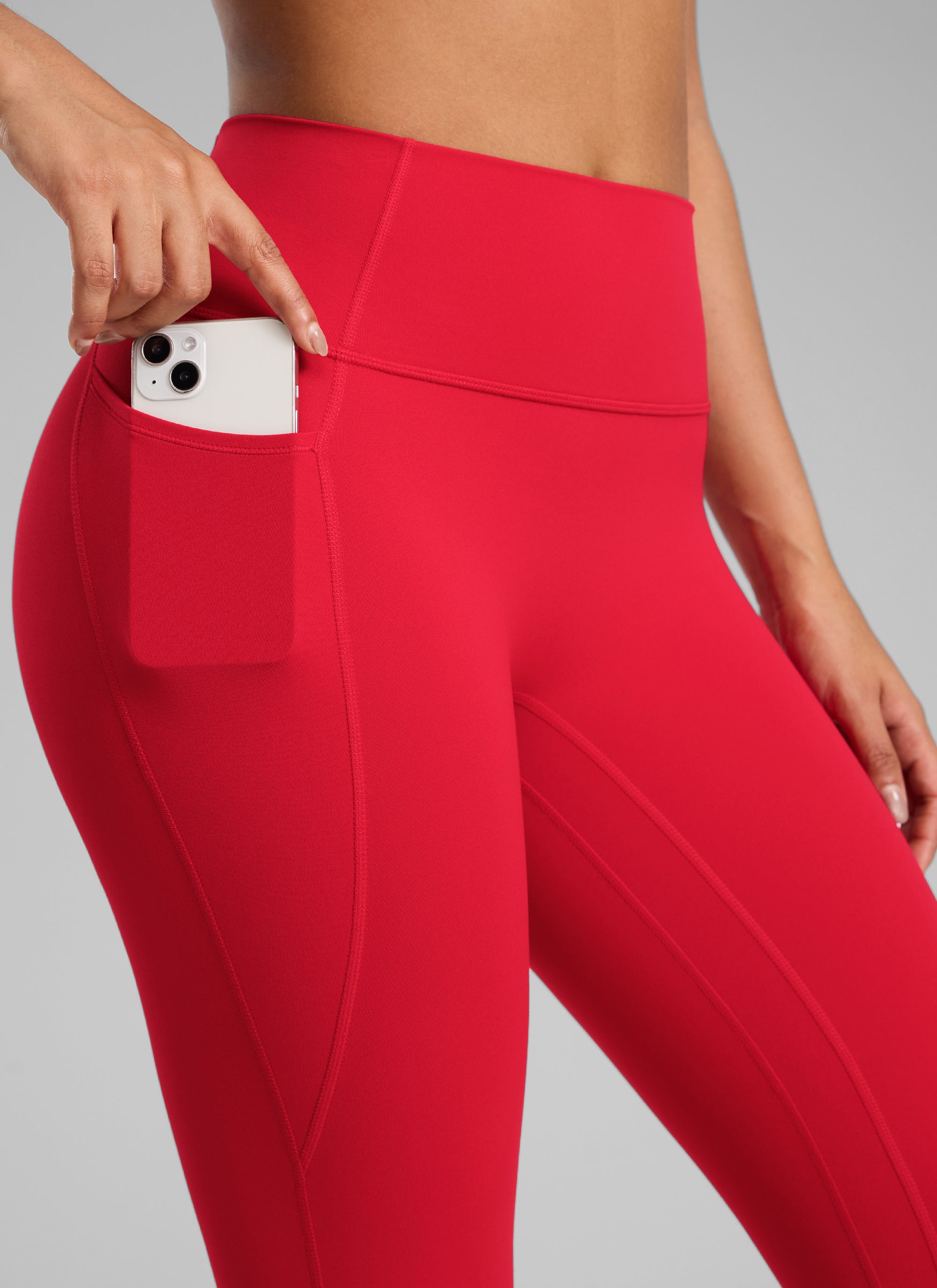 CRZ YOGA Pambabae Butterlift High Rise No Front Seam Pocket Legging Aurora Red