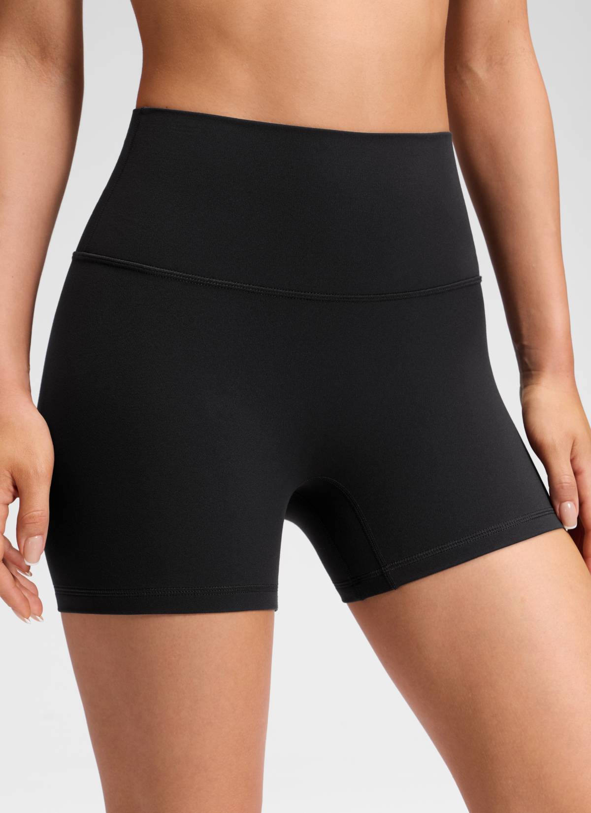 CRZ YOGA Pambabae Butterluxe Yoga High Rise No Front Seam Shorts 4'' Itim