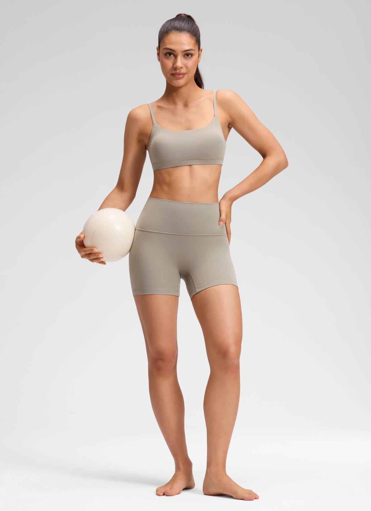 CRZ YOGA Pambabae Butterluxe Yoga High Rise No Front Seam Shorts 4'' Warm Ash Grey