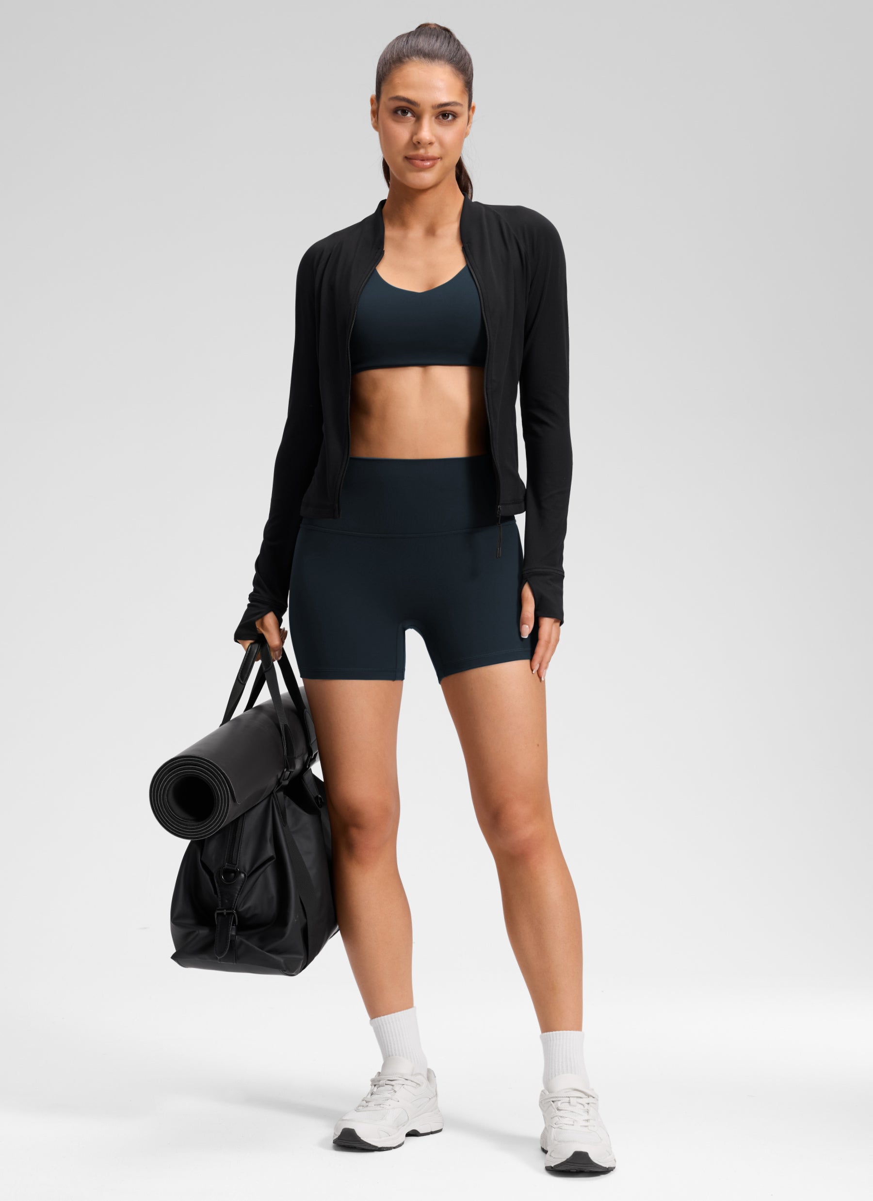 CRZ YOGA Pambabae Butterluxe Yoga High Rise No Front Seam Shorts 4'' True Navy