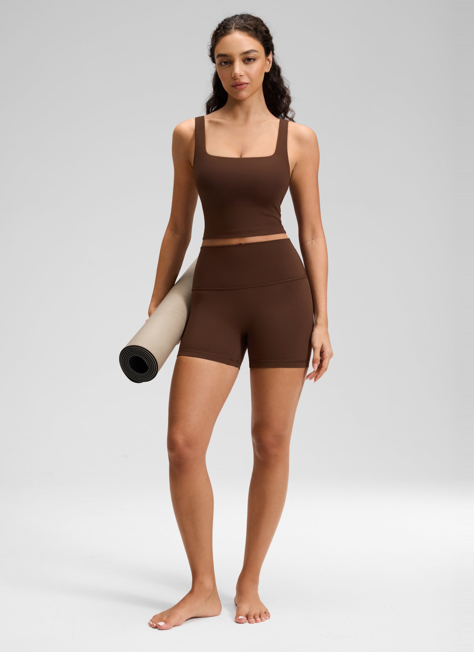 CRZ YOGA Pambabae Butterluxe Yoga High Rise No Front Seam Shorts 4'' Lava Brown