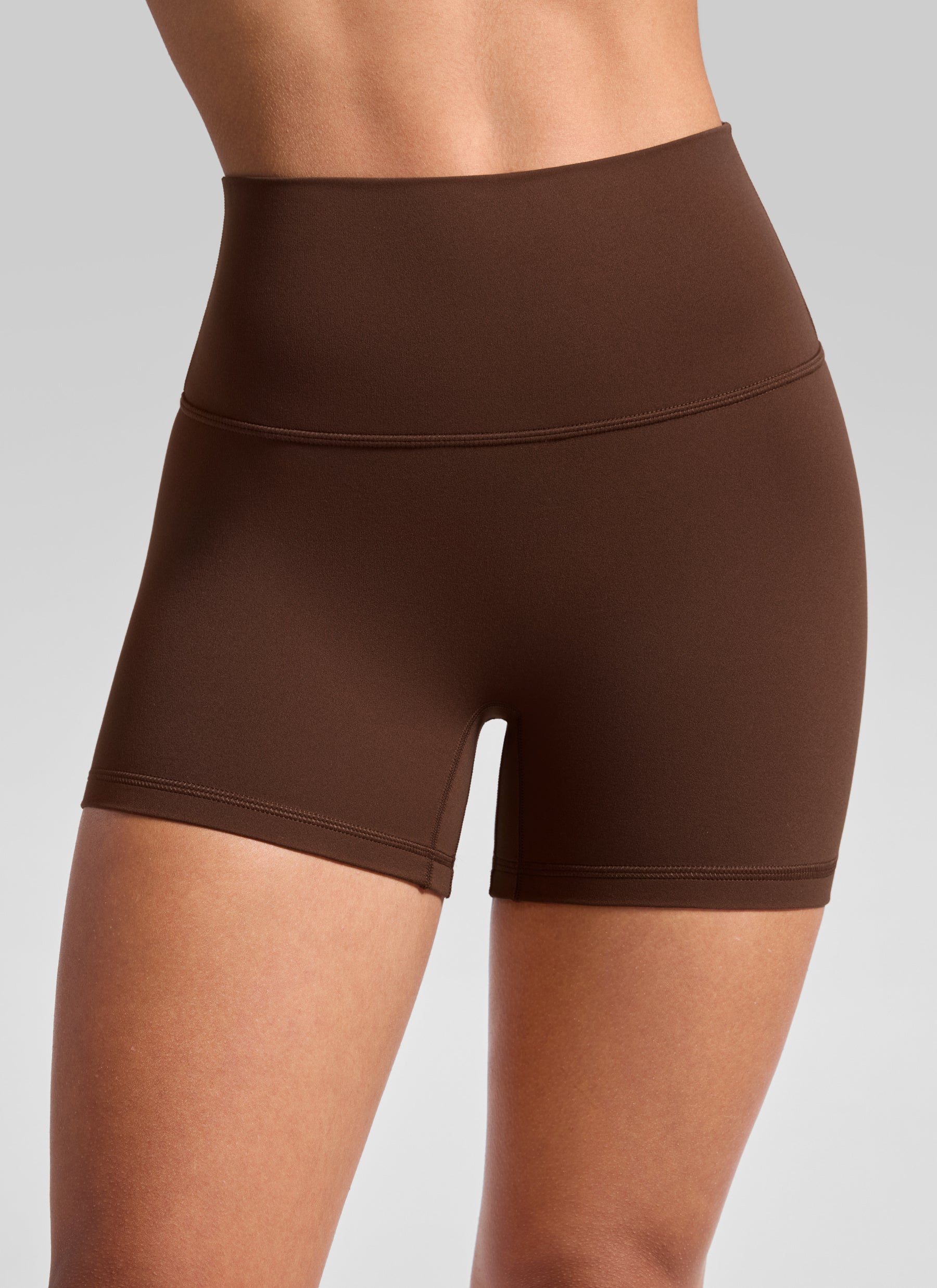 CRZ YOGA Pambabae Butterluxe Yoga High Rise No Front Seam Shorts 4'' Lava Brown