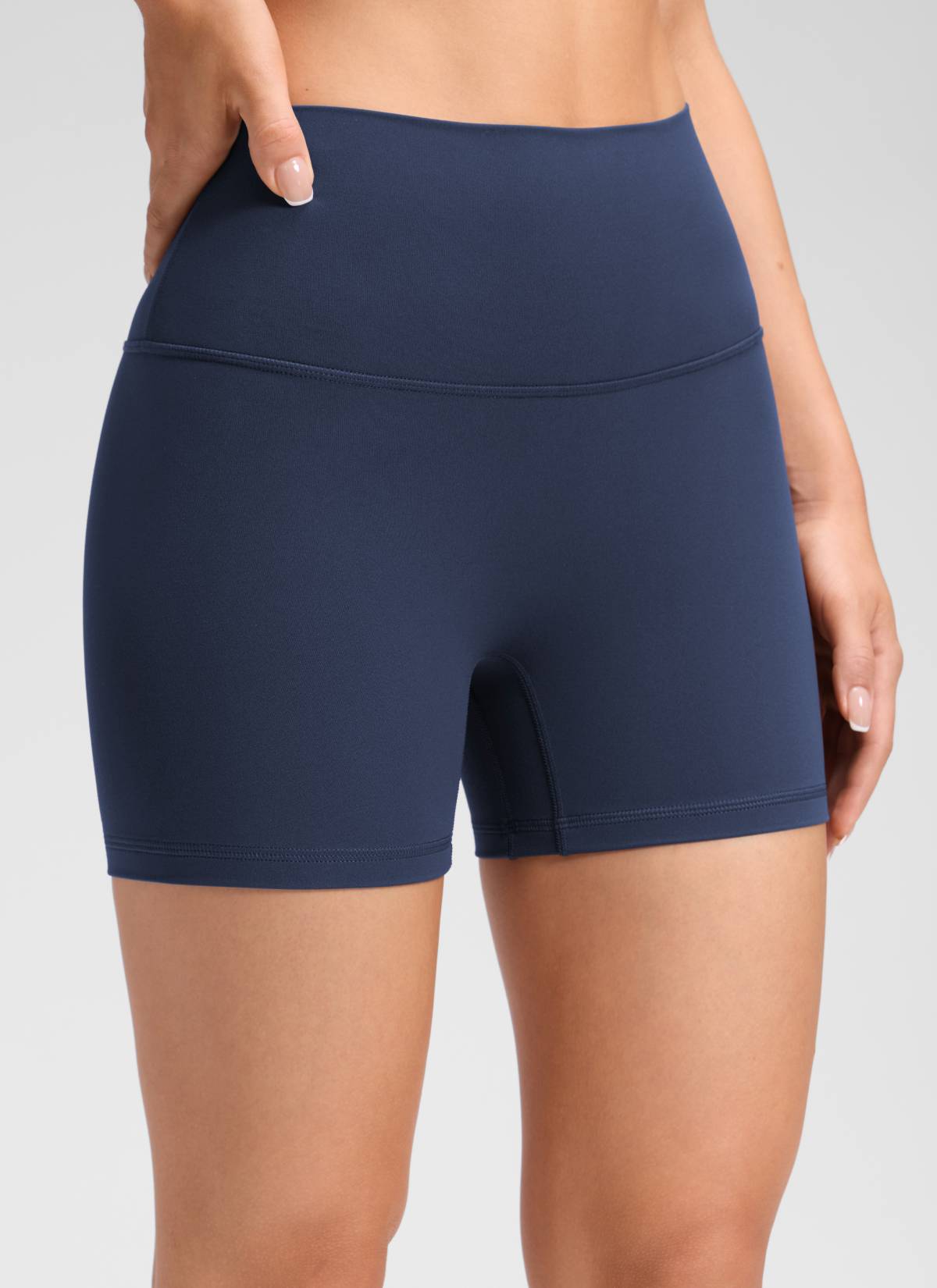CRZ YOGA Pambabae Butterluxe Yoga High Rise No Front Seam Shorts 4'' Club Blue