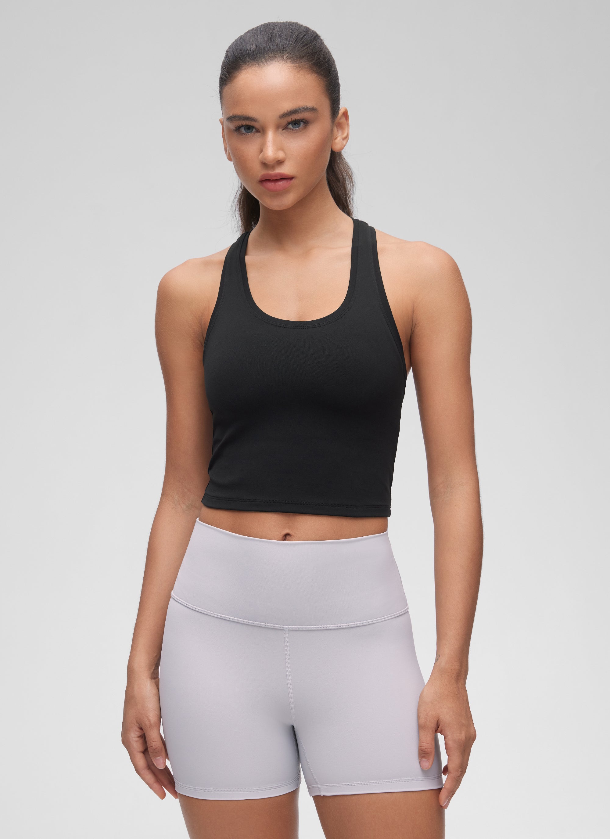 CRZ YOGA Pambabae Butterluxe Scoop Neck Racerback Cropped Lounge Yoga Tank Itim