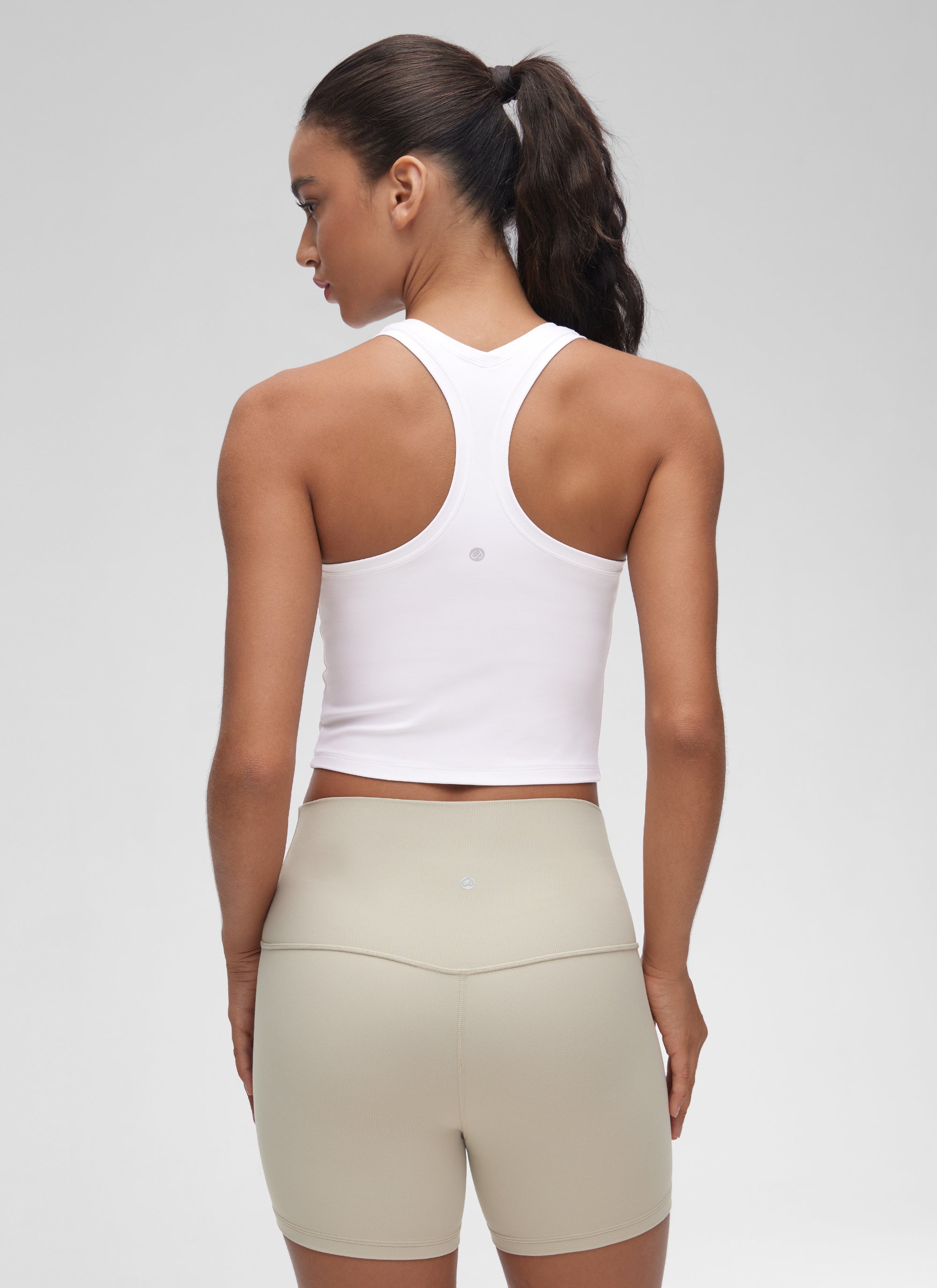 CRZ YOGA Pambabae Butterluxe Scoop Neck Racerback Cropped Lounge Yoga Tank White