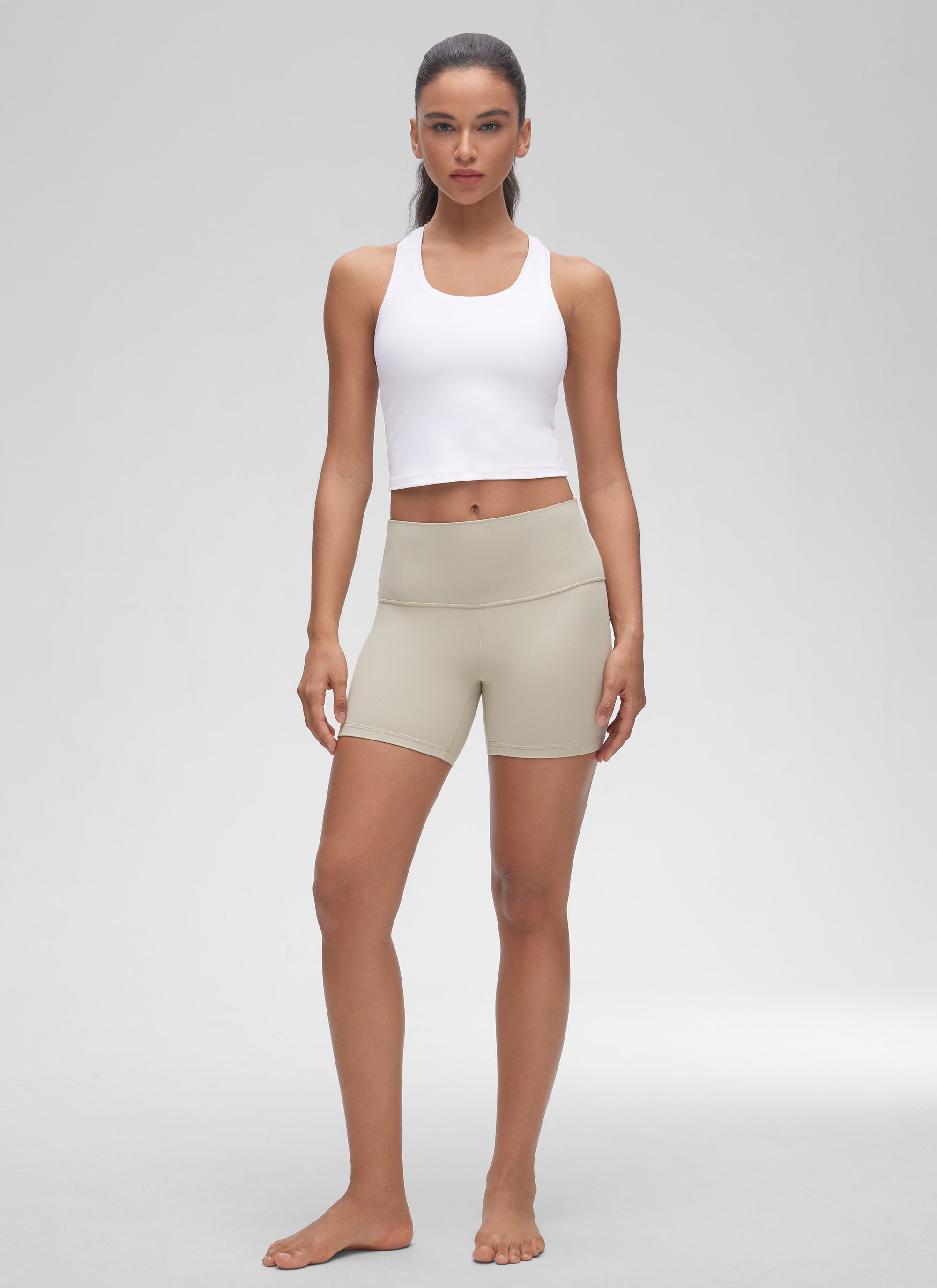 CRZ YOGA Pambabae Butterluxe Scoop Neck Racerback Cropped Lounge Yoga Tank White