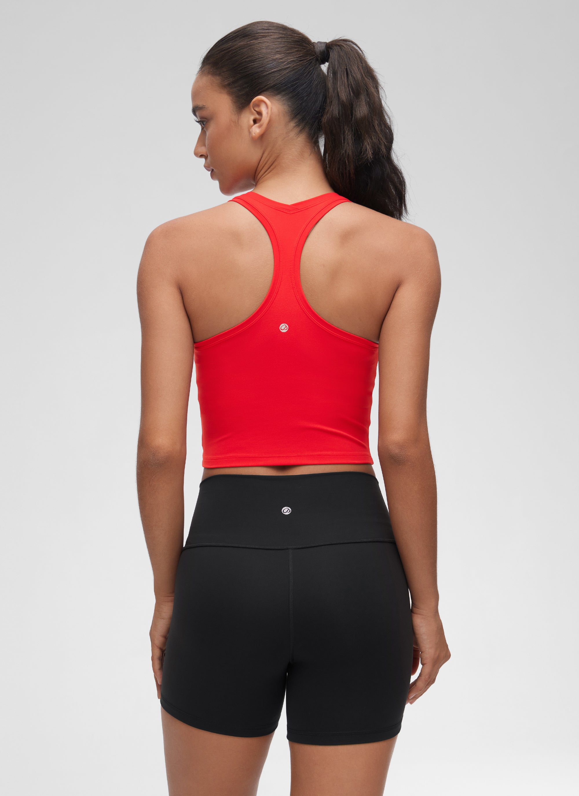 CRZ YOGA Pambabae Butterluxe Scoop Neck Racerback Cropped Lounge Yoga Tank Deep Red