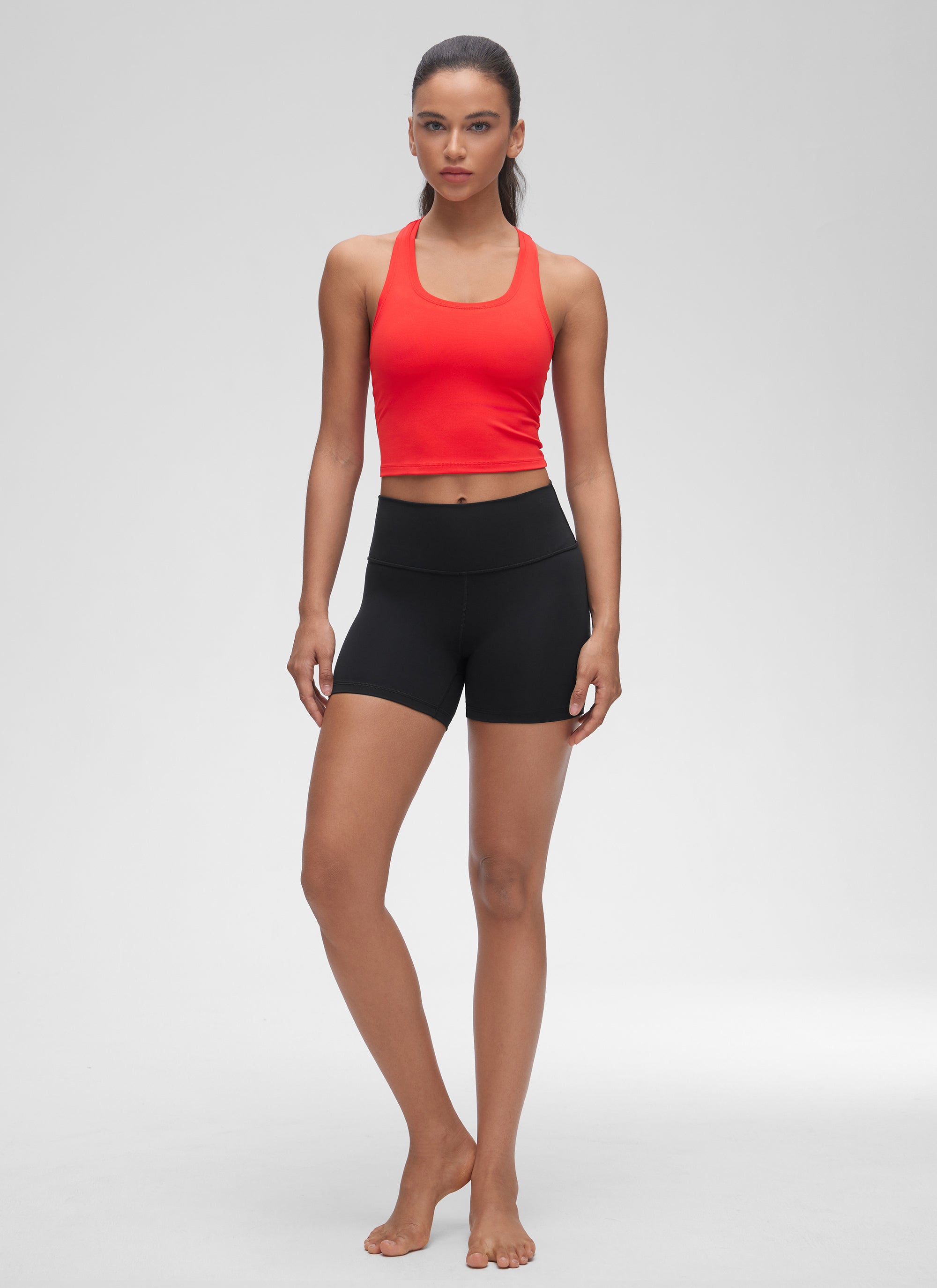 CRZ YOGA Pambabae Butterluxe Scoop Neck Racerback Cropped Lounge Yoga Tank Deep Red