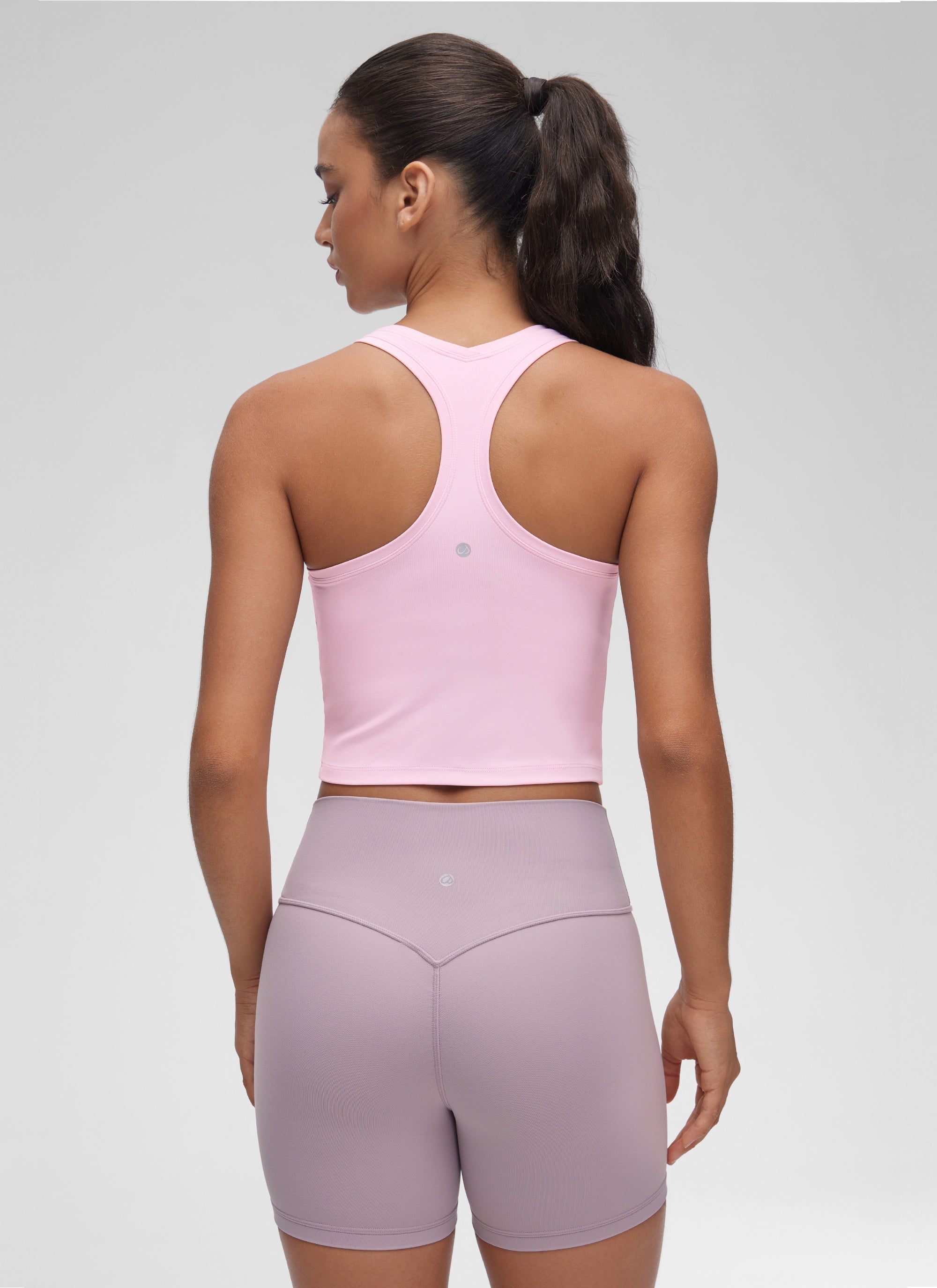 CRZ YOGA Pambabae Butterluxe Scoop Neck Racerback Cropped Lounge Yoga Tank Pink Peony