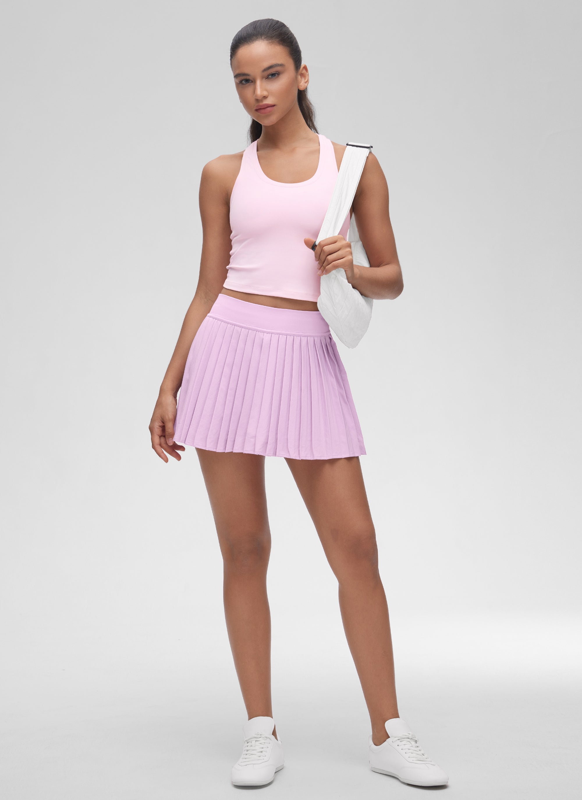 CRZ YOGA Pambabae Butterluxe Scoop Neck Racerback Cropped Lounge Yoga Tank Pink Peony
