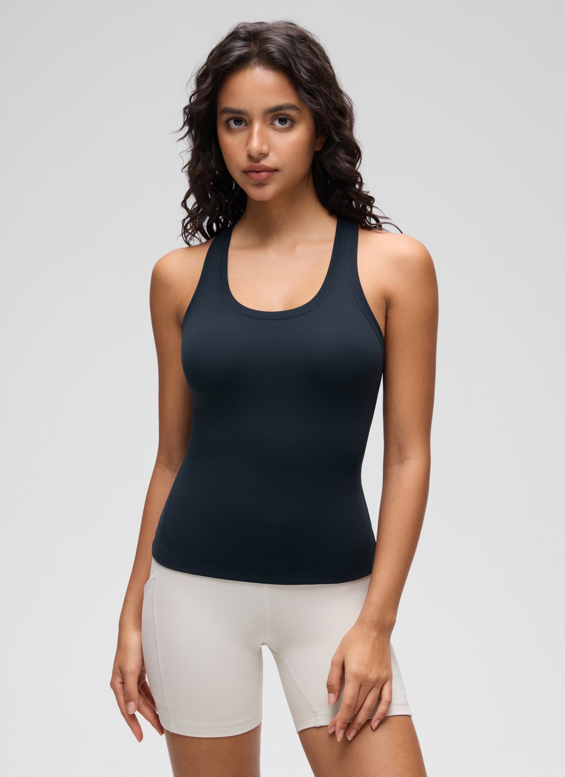 CRZ YOGA Pambabaeng Yoga Masikip na Kasuotan Butterluxe Crewneck Tank Top Racerback True Navy