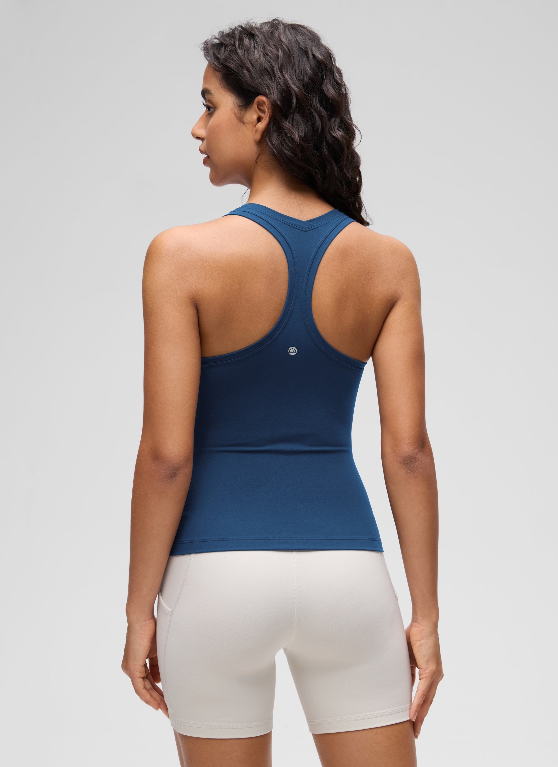 CRZ YOGA Pambabaeng Yoga Masikip na Kasuotan Butterluxe Crewneck Tank Top Racerback French Navy