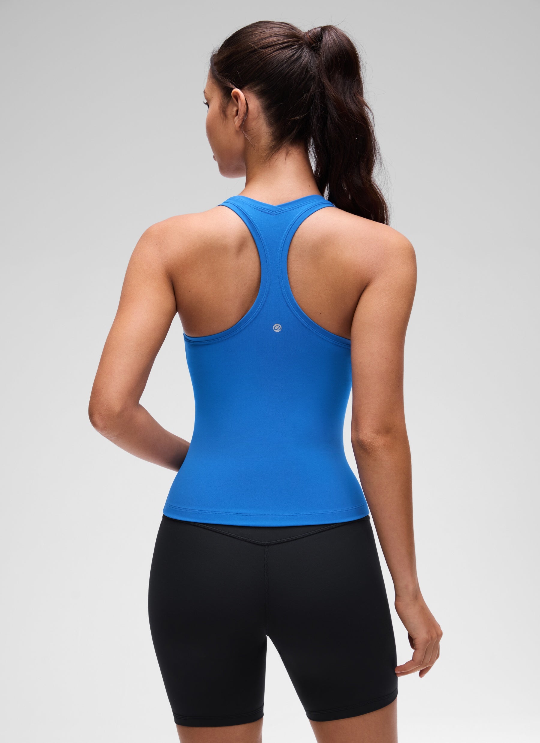CRZ YOGA Pambabaeng Yoga Masikip na Kasuotan Butterluxe Crewneck Tank Top Racerback Sparkle Blue