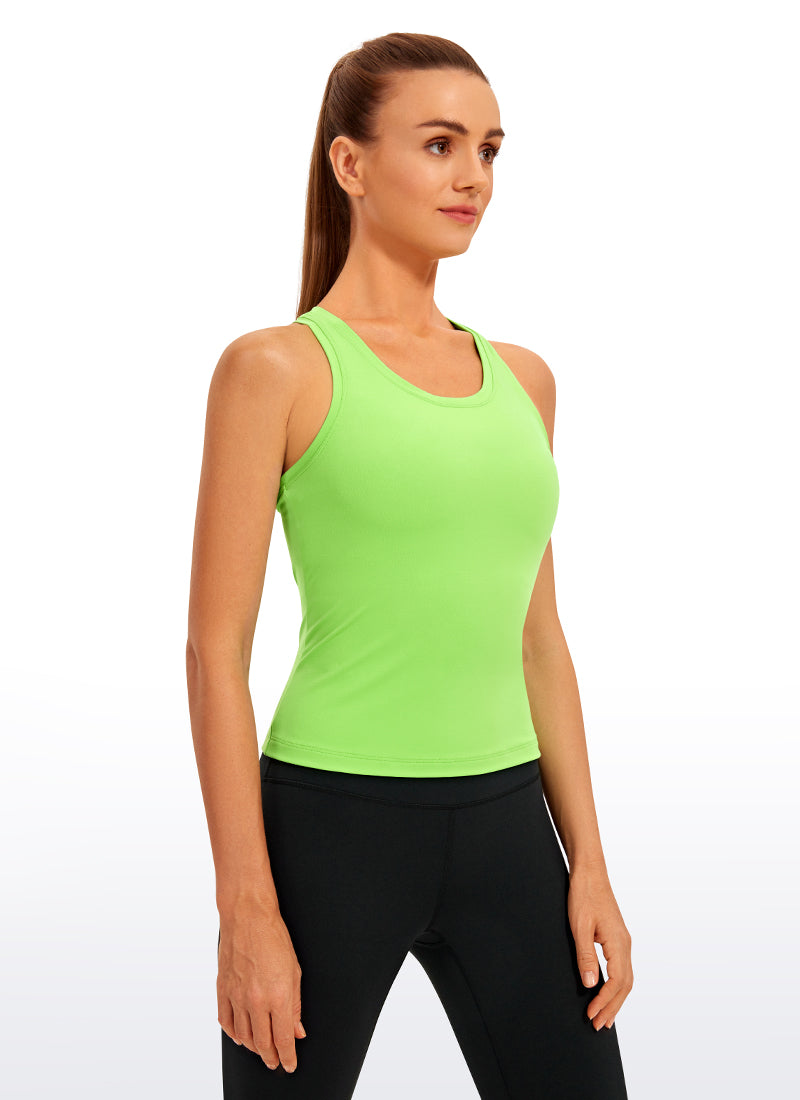 CRZ YOGA Pambabaeng Yoga Masikip na Kasuotan Butterluxe Crewneck Tank Top Racerback Green Glow